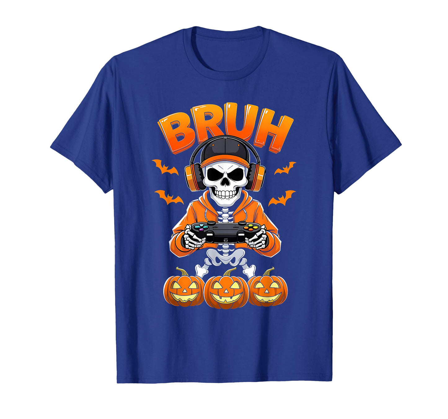 Bruh Skeleton Gamer Halloween Funny Gaming Costume T-Shirt