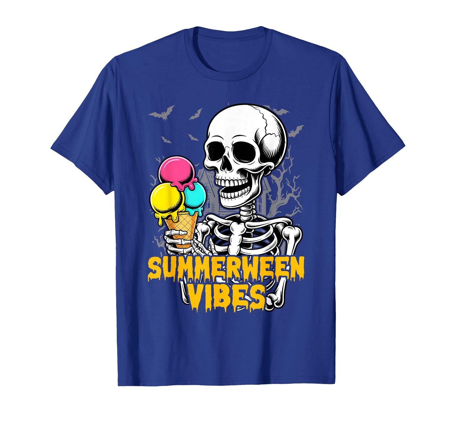 Summerween Skeleton Ice Cream Halloween Summer Vacation T-Shirt