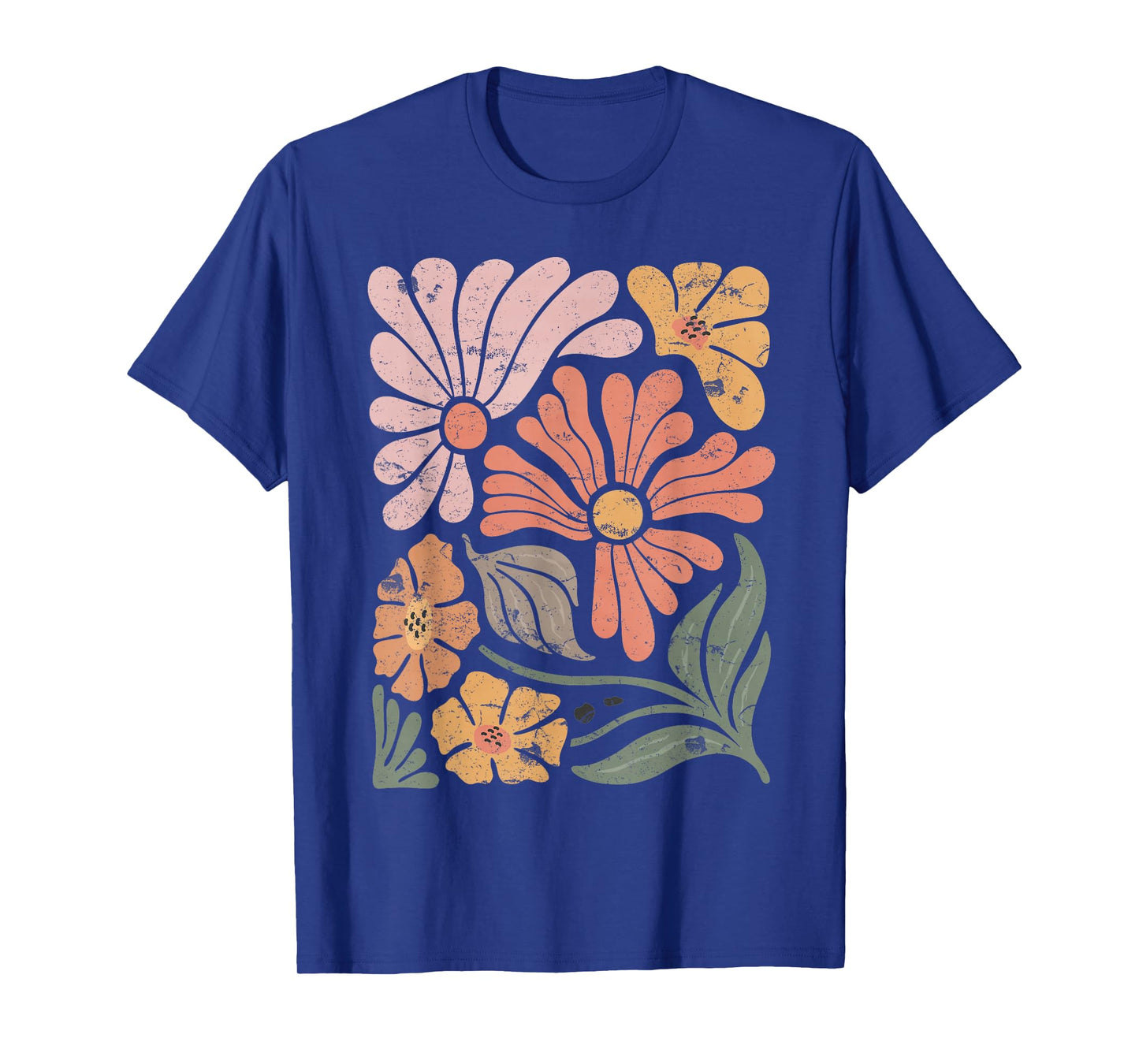 Vintage Boho Wildflower Graphic Tee T-Shirt, Small, Black