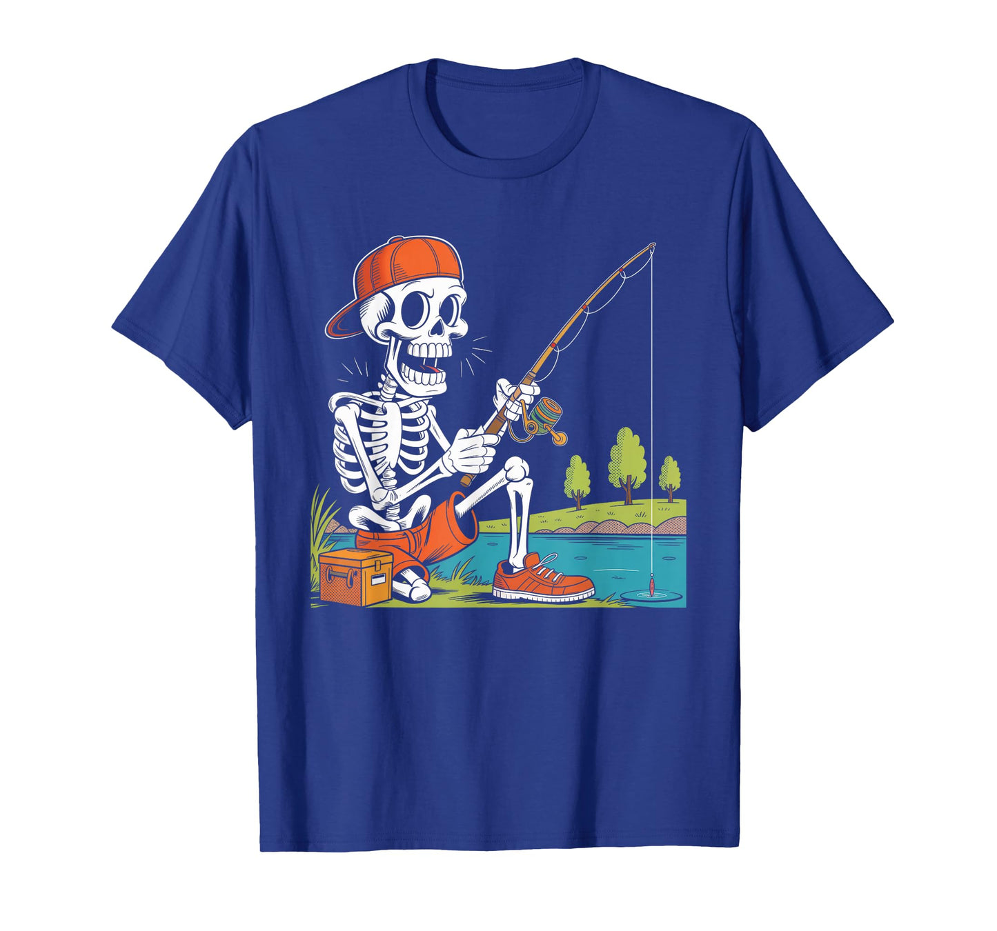 Skeleton Fishing Halloween Costume Funny Fishing Boys Kids T-Shirt
