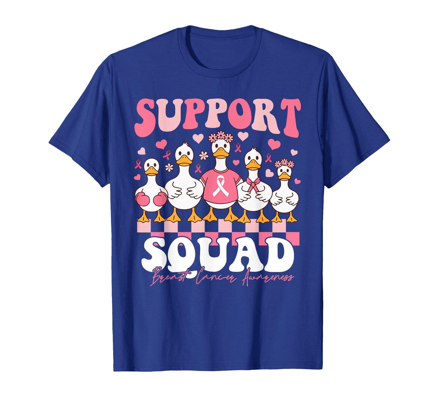 Support Squad Goose Breast Cancer Coquette Bow Pink Ribbons T-Shirt