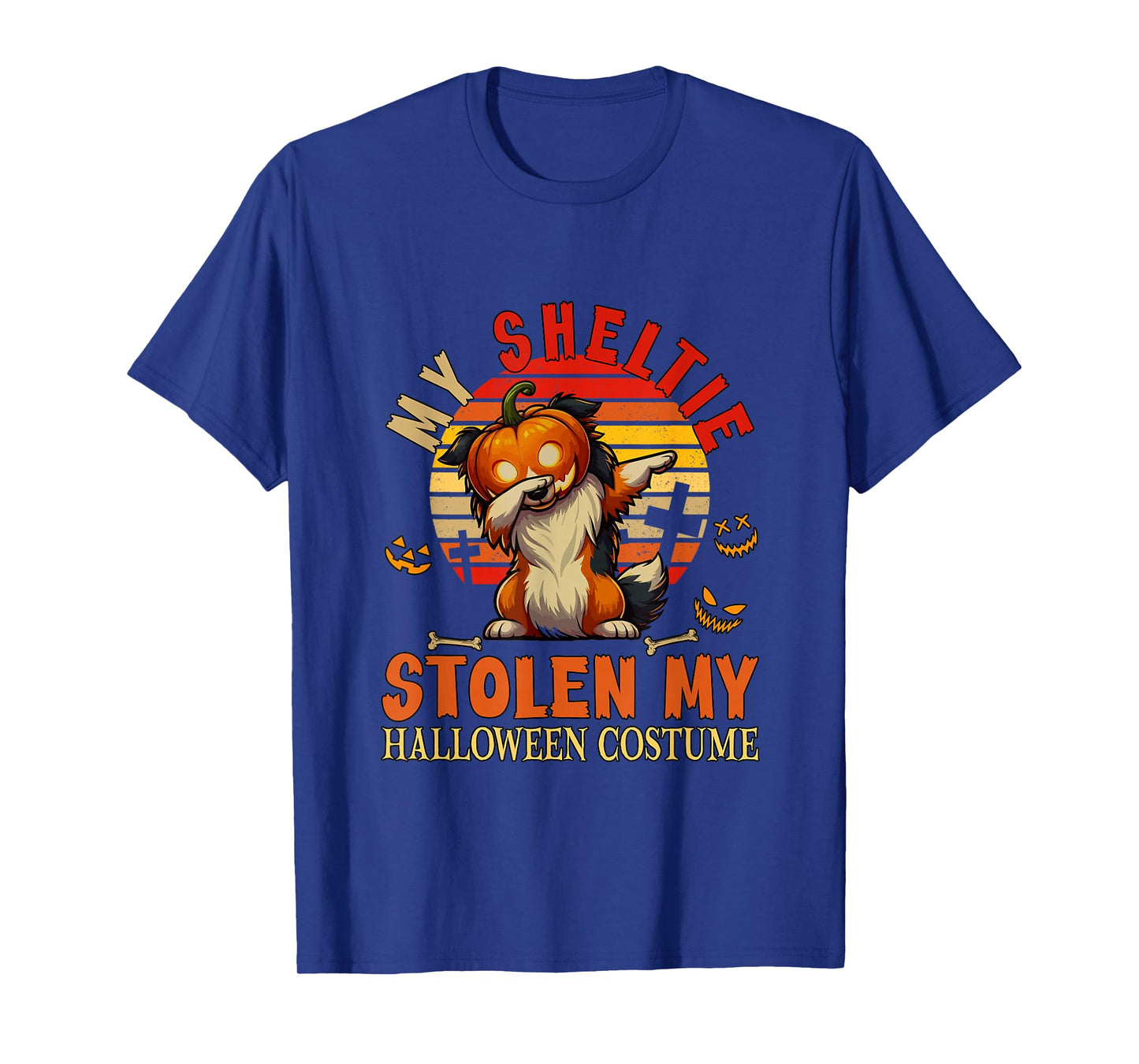 Sheltie Stolen My Halloween Costume Dog Carved Pumpkin T-Shirt