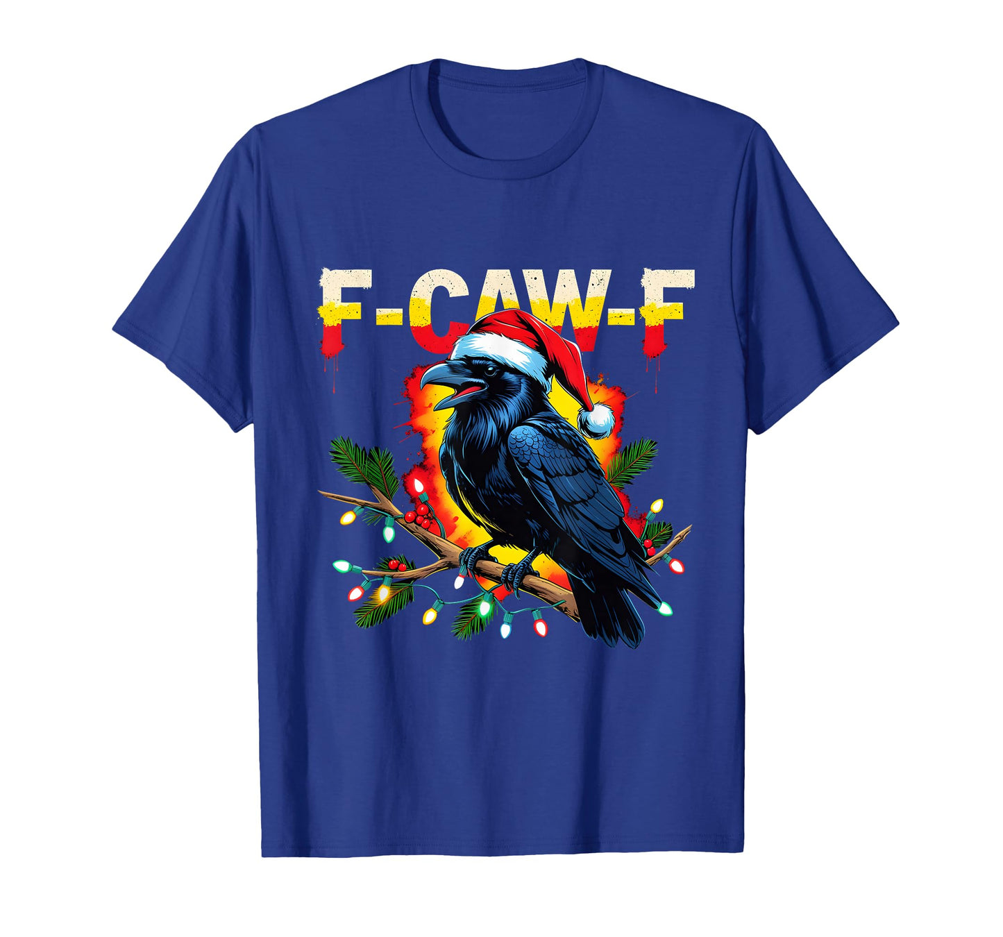 F-Caw-F Raven Funny Christmas Lights Holiday Cool Meme T-Shirt