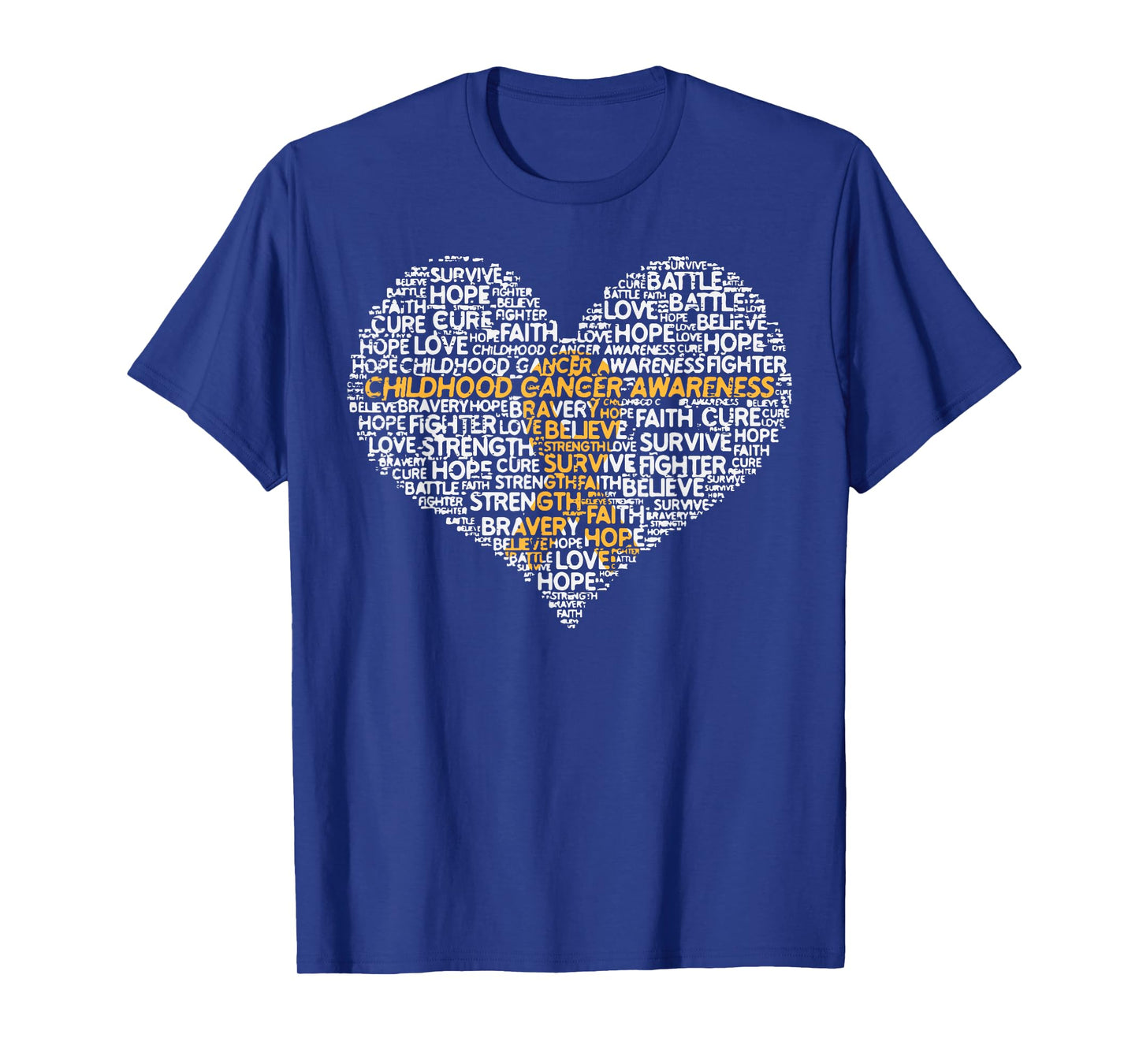 Childhood Cancer Awarenes Ribbon Heart Words Men Women Kids T-Shirt