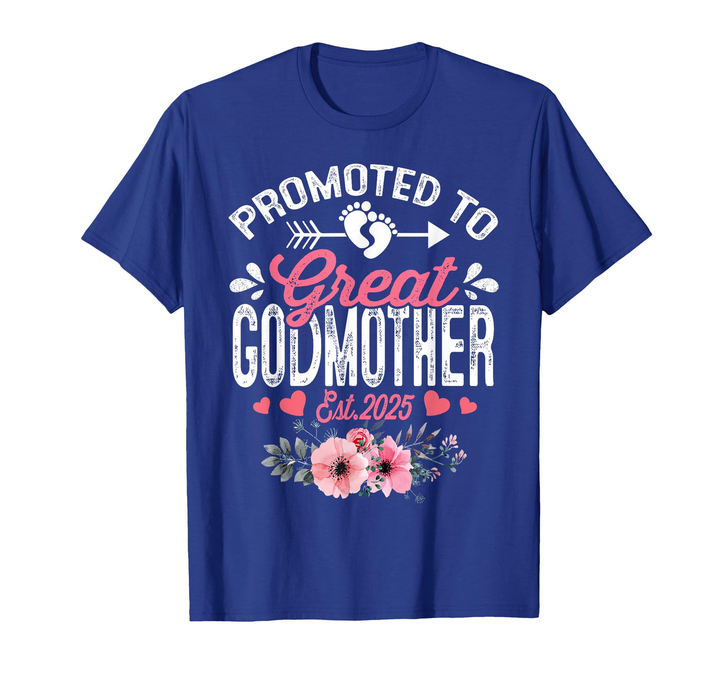 Promoted To Great Godmother Est 2025 Floral T-Shirt