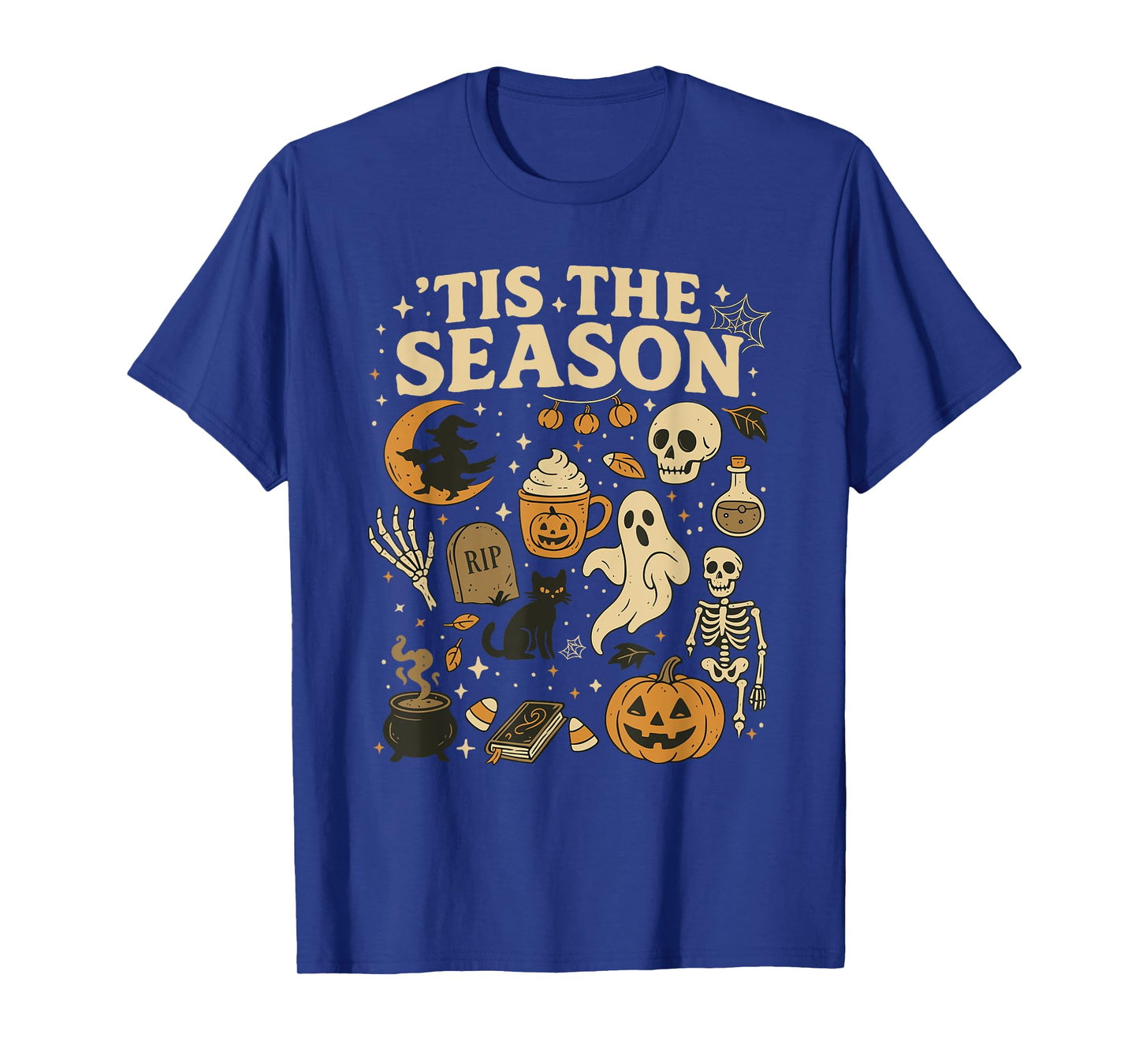 Tis The Season for Fall with Halloween Skeleton Ghost Witch T-Shirt
