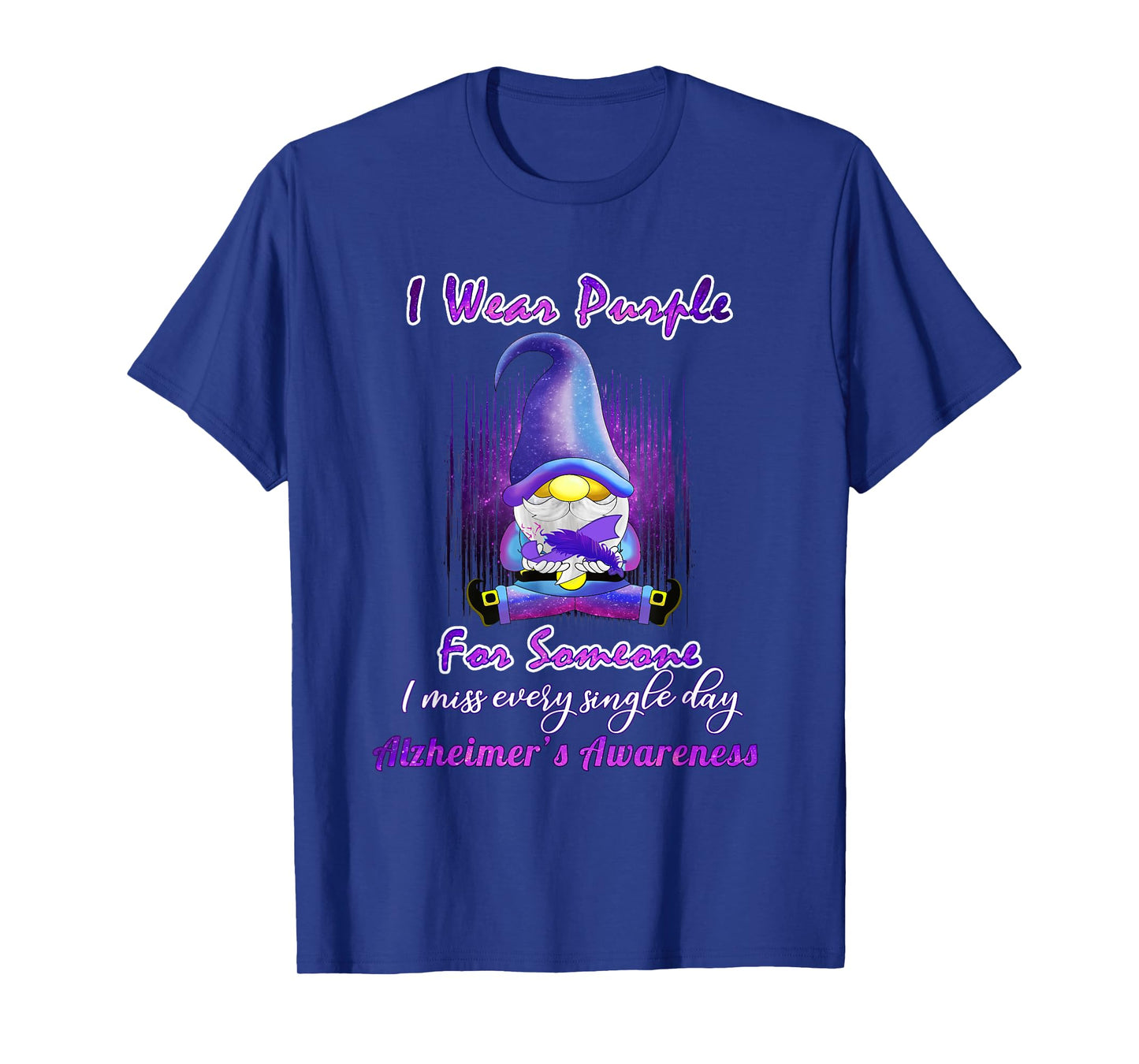 Alzheimer's Awareness Products I Wear Purple Ribbon Gnome T-Shirt