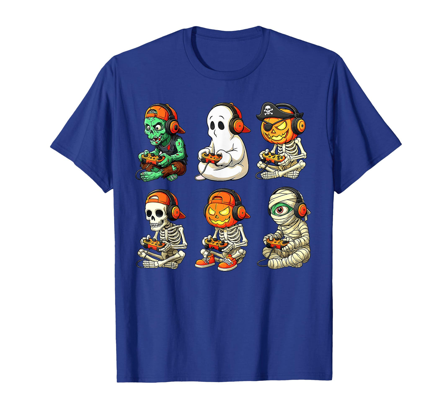 Halloween Skeleton Zombie Mummy Gaming Controllers Boys Kids T-Shirt