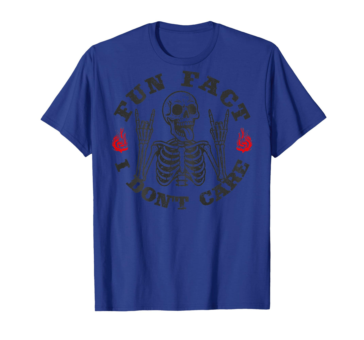 (ON Back) Fun Fact I Don't Care Funny Skeleton Saying Quote T-Shirt