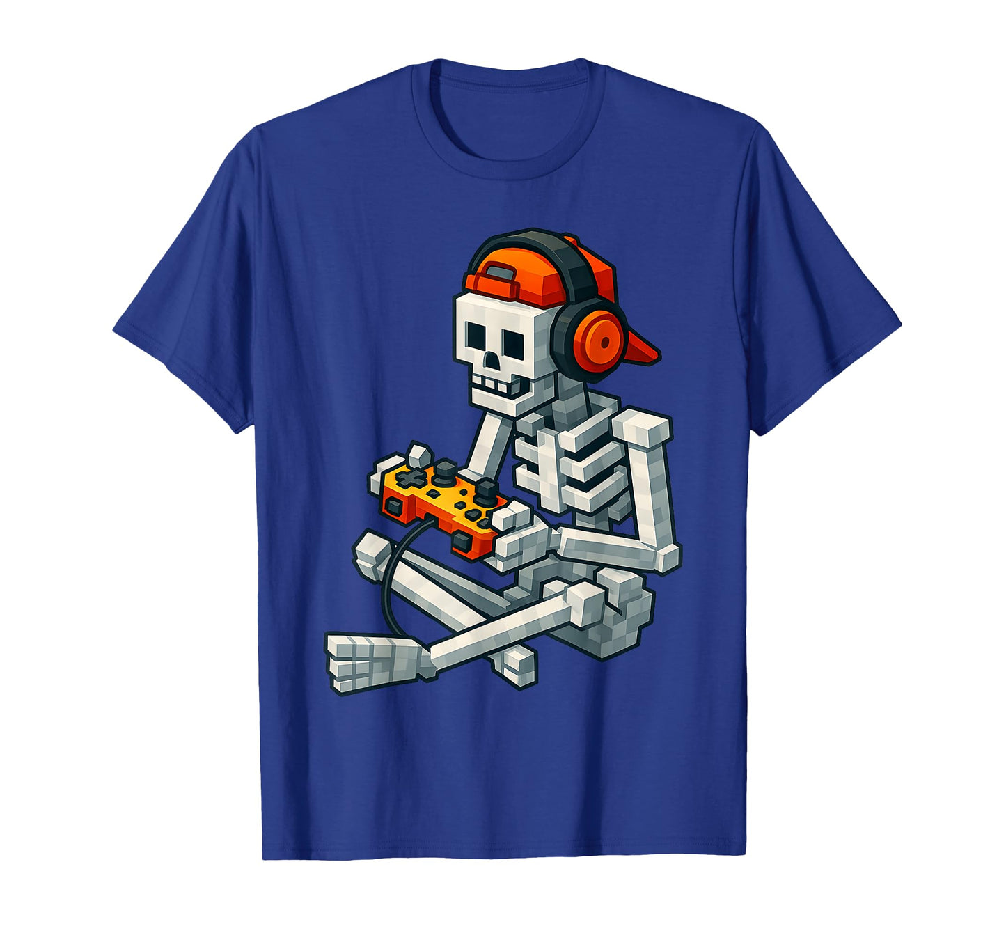 Halloween Skeleton Gamer Pixel Video Gaming Boys Men Kids T-Shirt