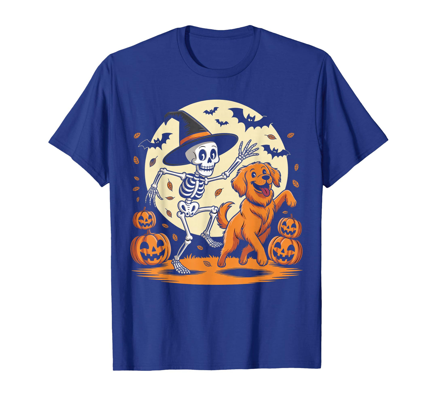 Funny Dancing Skeleton with Dog Halloween Spooky Dance Bones T-Shirt