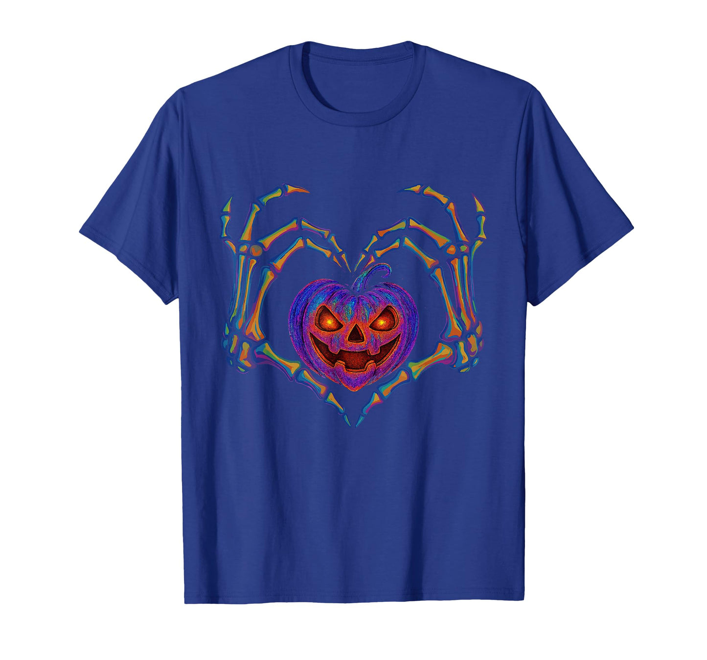Skeleton Hand Spooky Pumpkin Heart Halloween Funny Bone Love T-Shirt