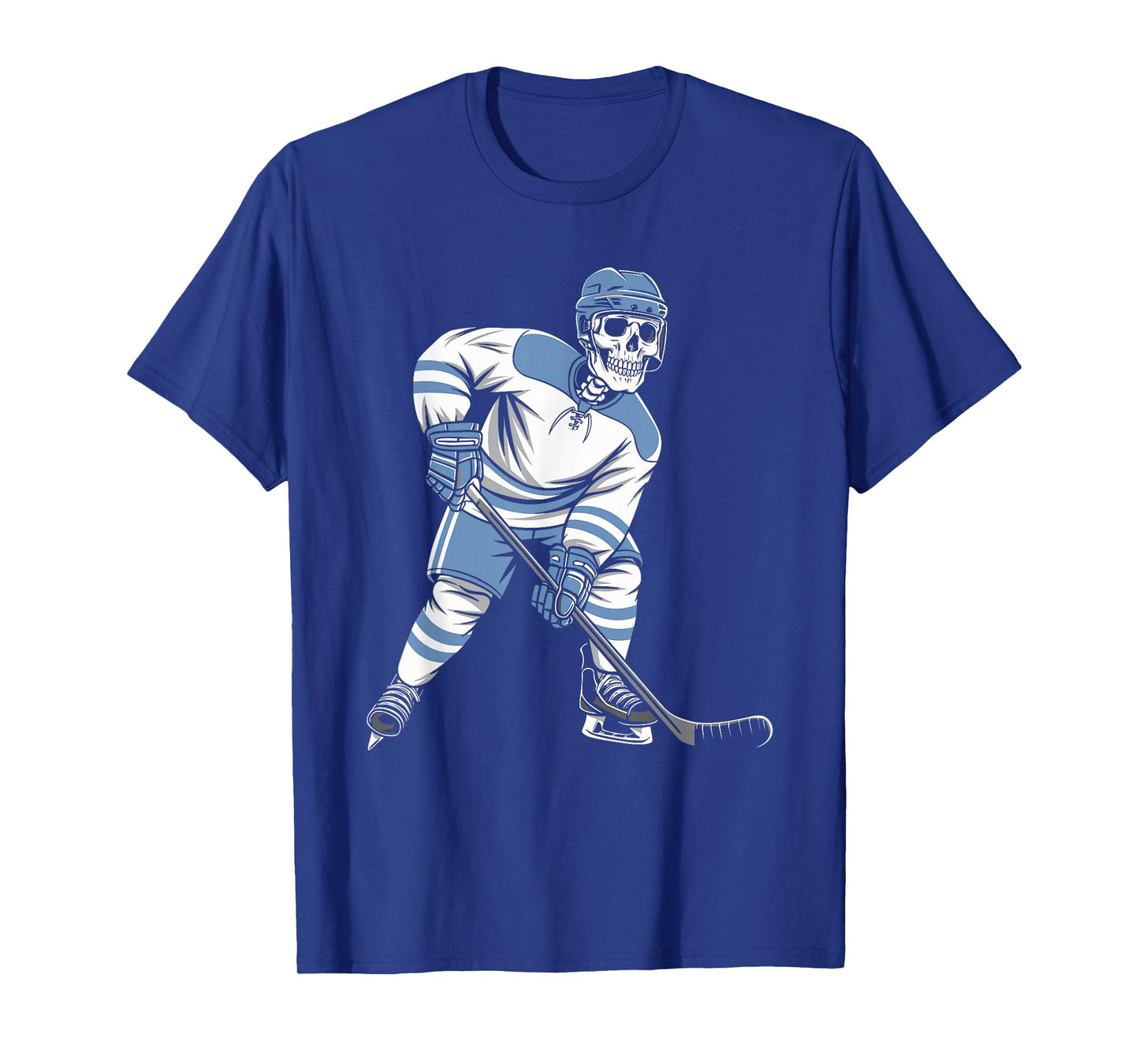 Skeleton Playing Hockey Funny Halloween Art T-Shirt