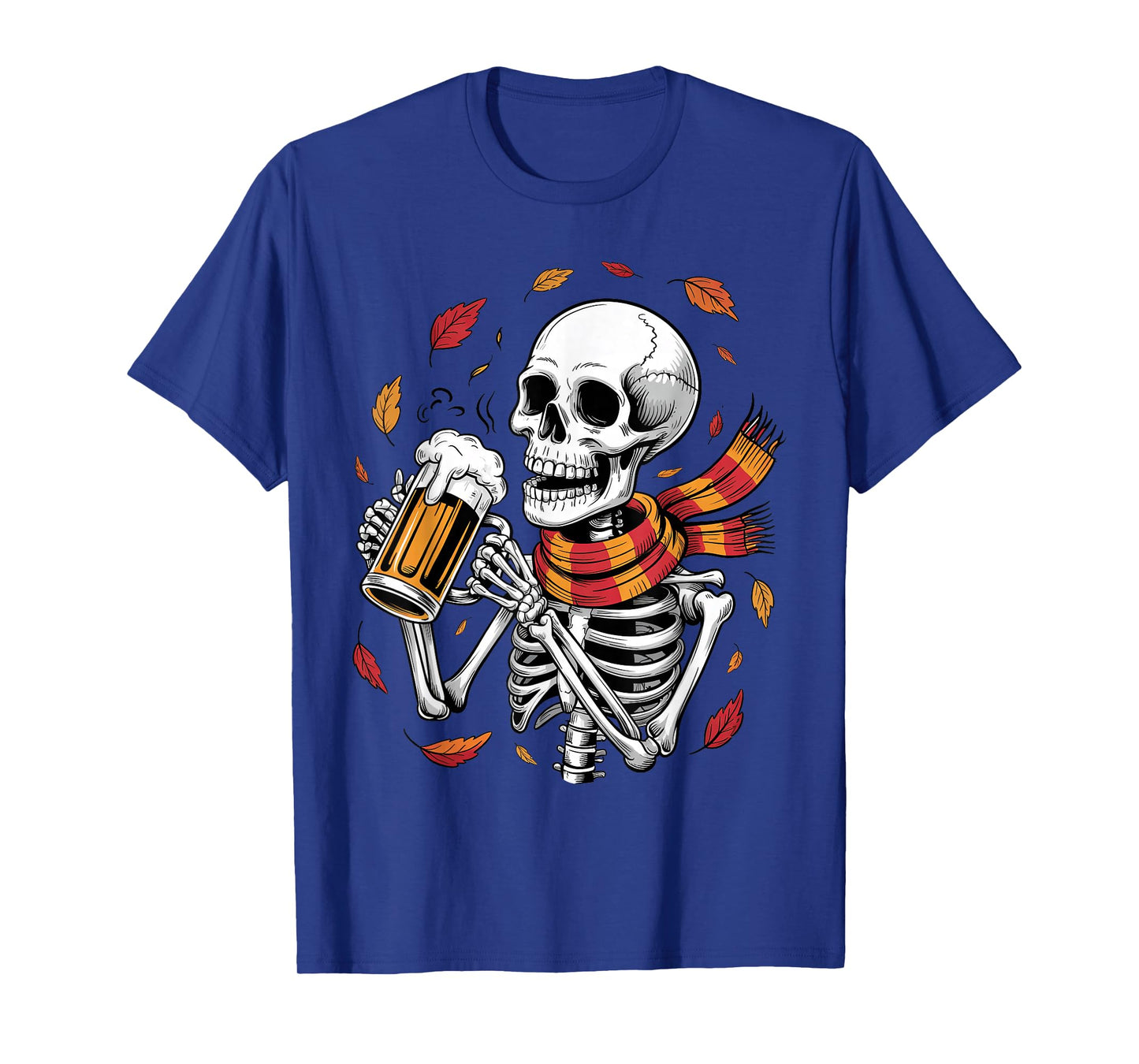 Spooky Skeleton Drinking Beer Funny Fall Season Oktoberfest T-Shirt