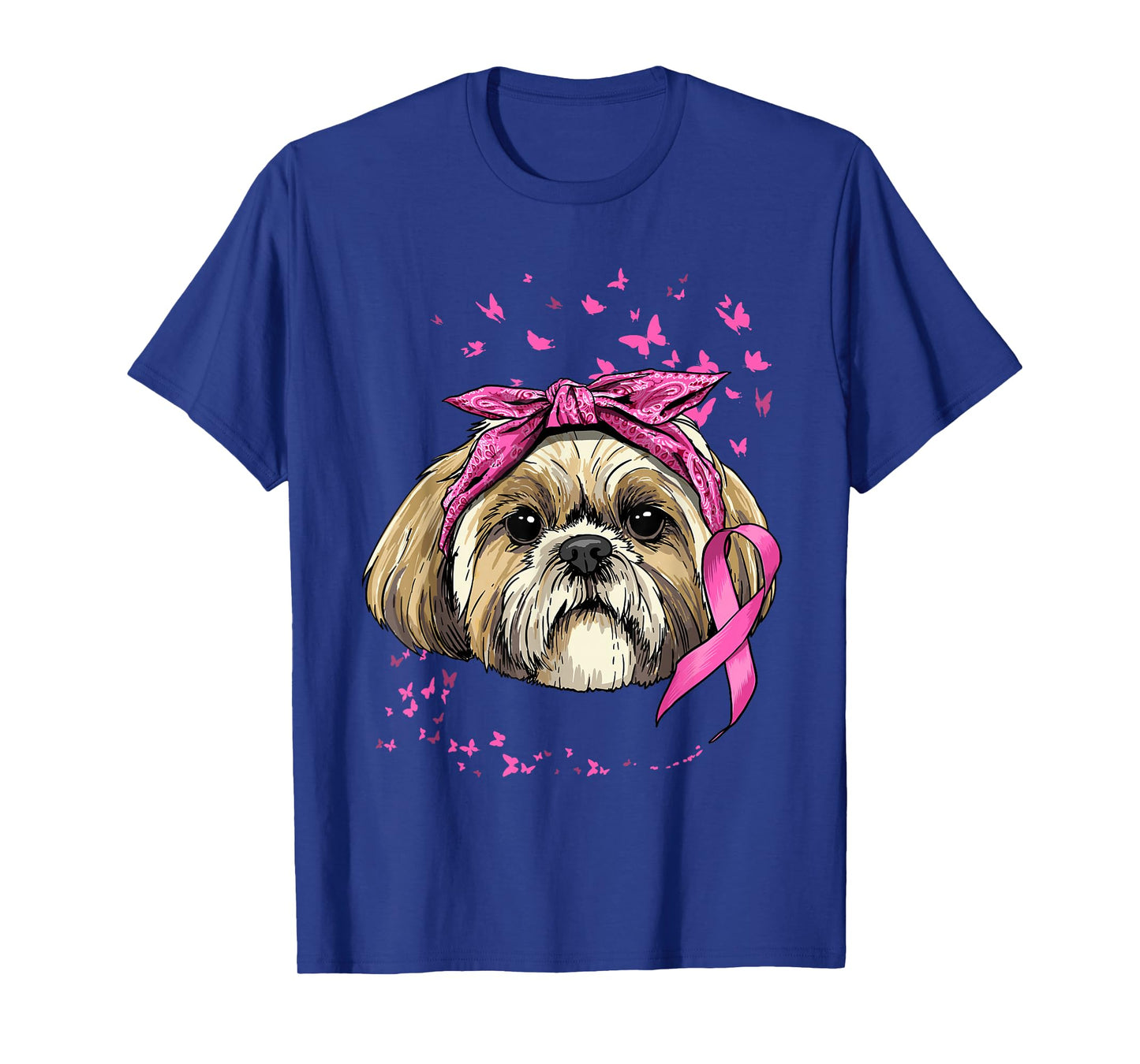 Breast Cancer Awareness Shih Tzu Dog Pink Ribbon Survivor T-Shirt