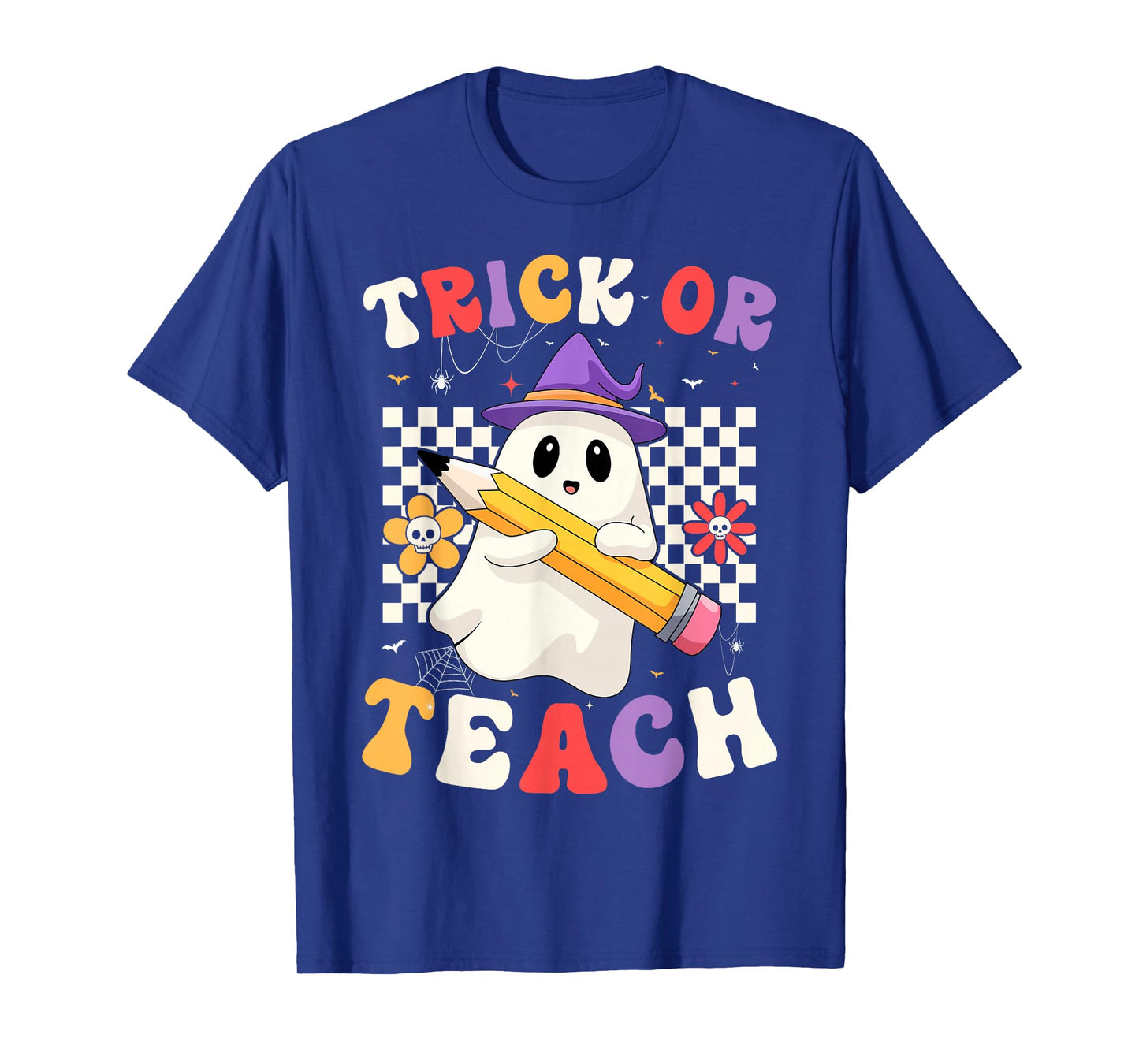 Teacher Halloween Costume Boo Ghost Floral Trick Or Teach T-Shirt