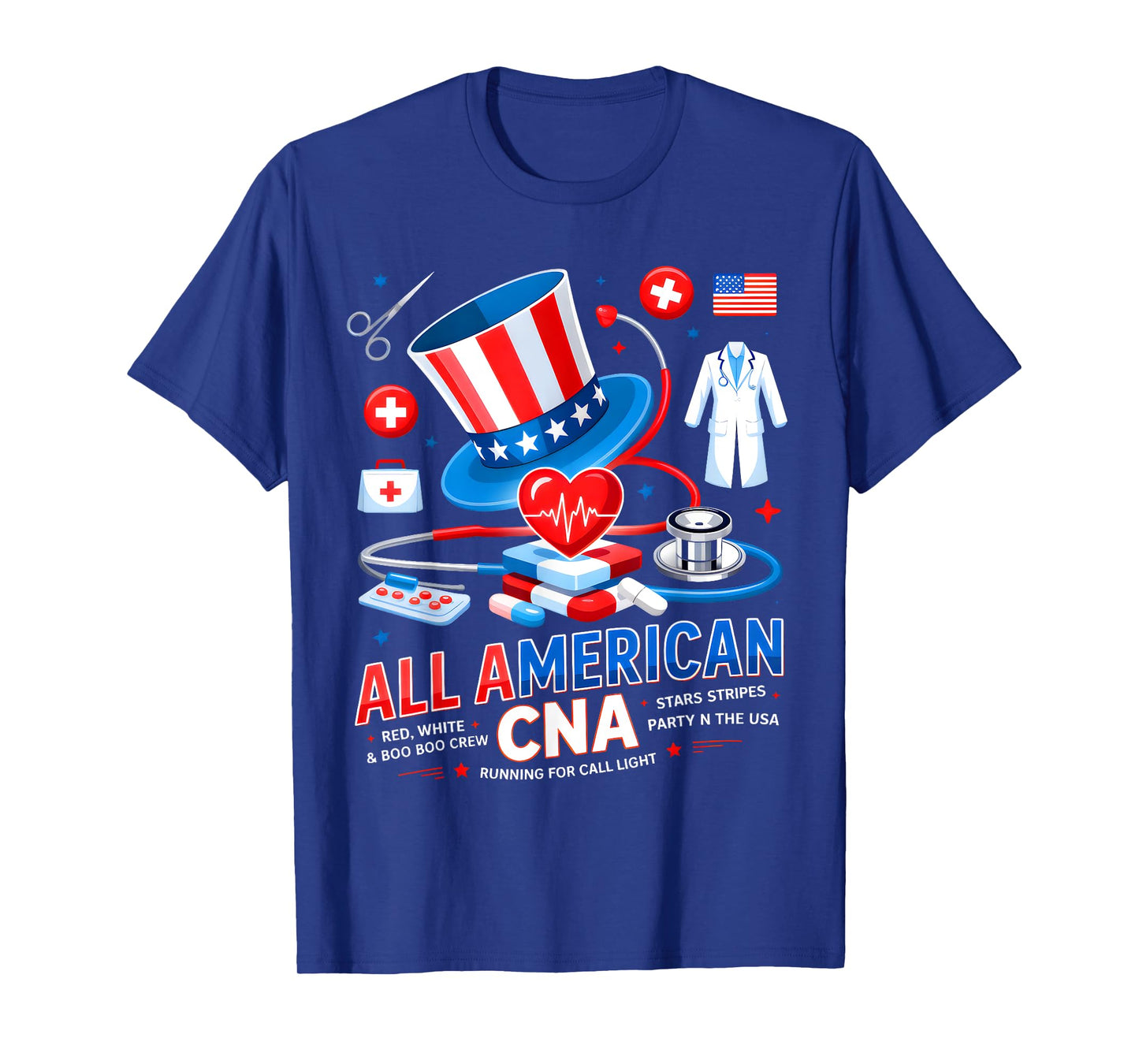 All American CNA 4th Of July Scrub Top Patriot Women RN CNA T-Shirt