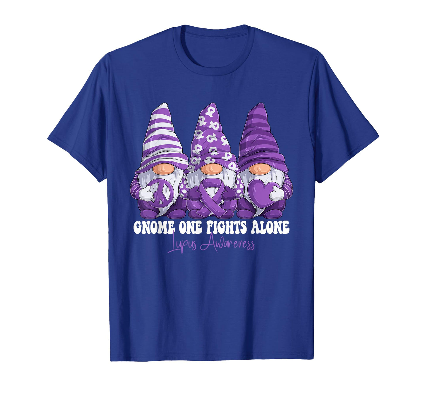 Lupus Awareness Month Purple Ribbon Gnomies Support T-Shirt