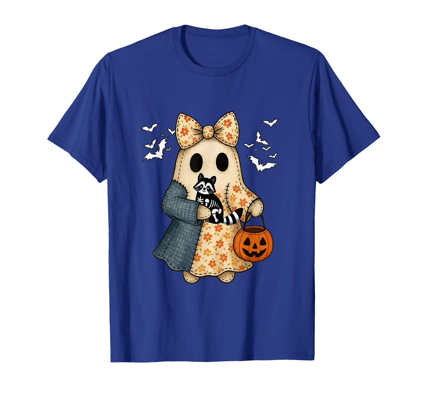 Boo Bow Tie Hugging Raccoon Cosplay Skeleton Halloween T-Shirt