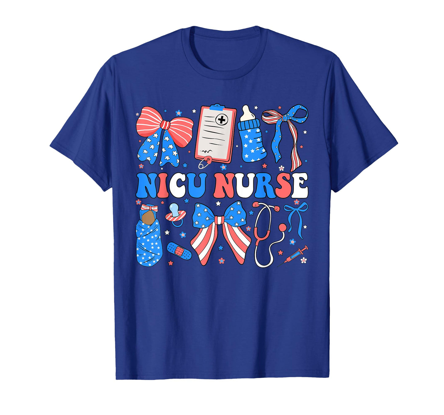 NICU Nurse 4th Of July American Flag Patriotic Nicu Nurse T-Shirt