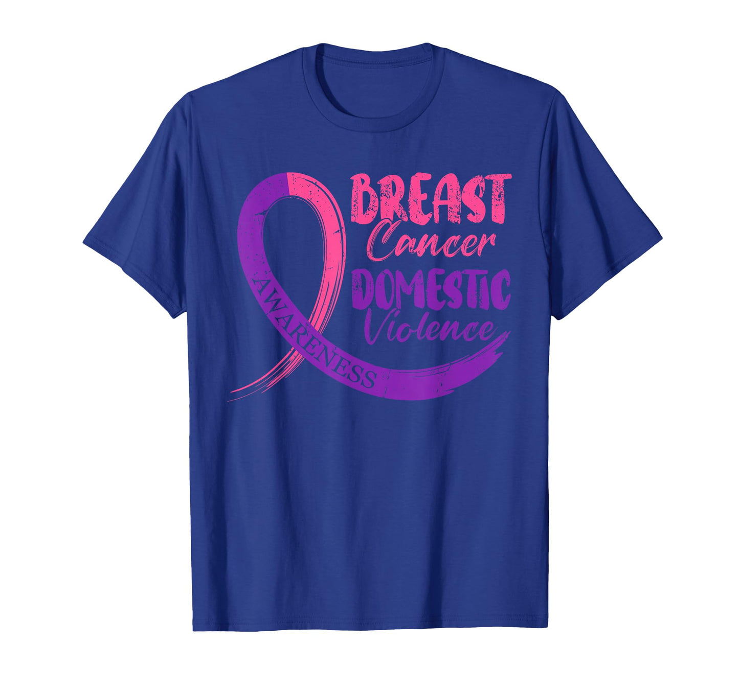 Domestic Violence Breast Cancer Awareness Purple Pink Ribbon T-Shirt