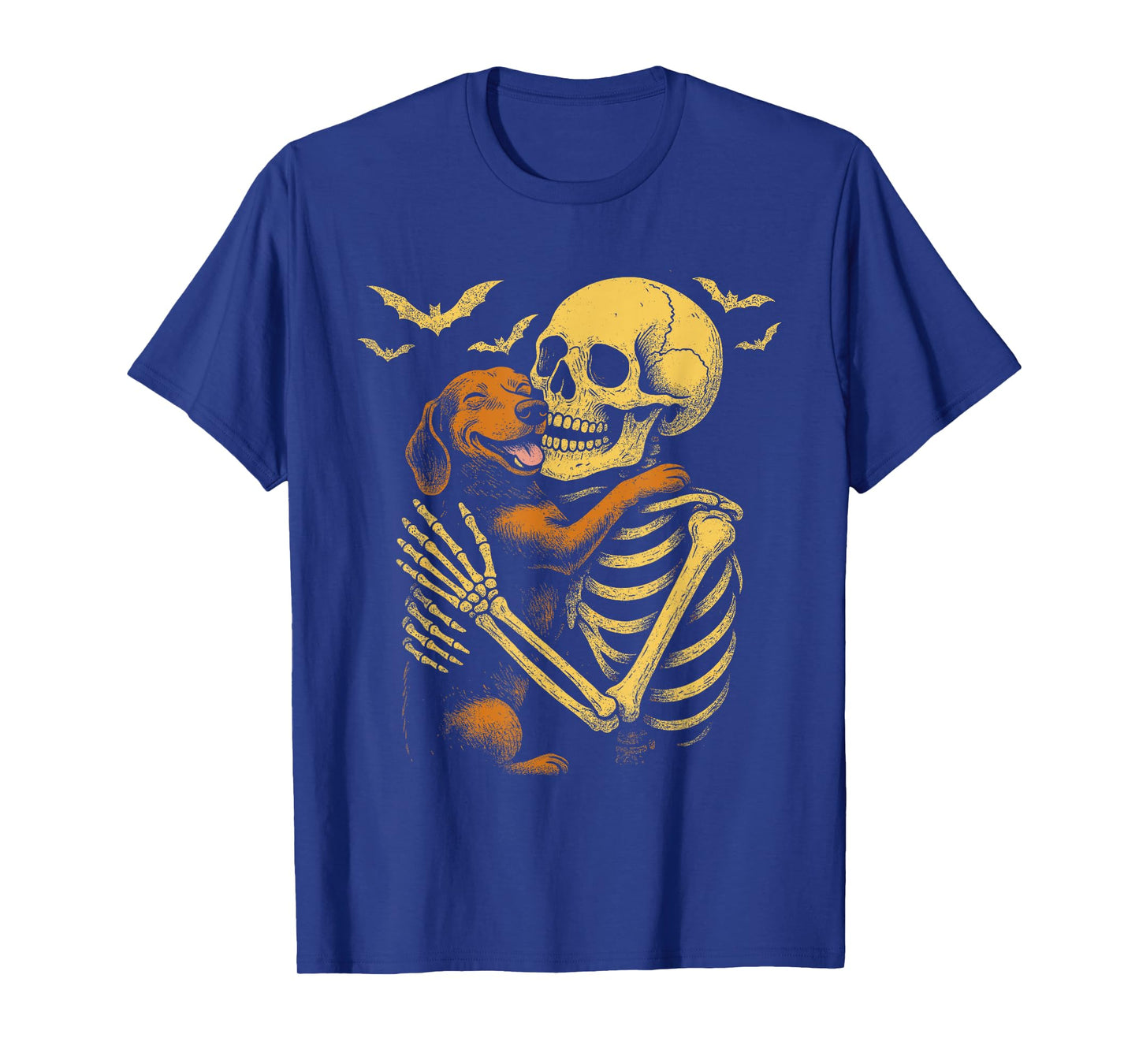Skeleton Hugging Dachshund Dog Gothic Halloween Dachshund T-Shirt