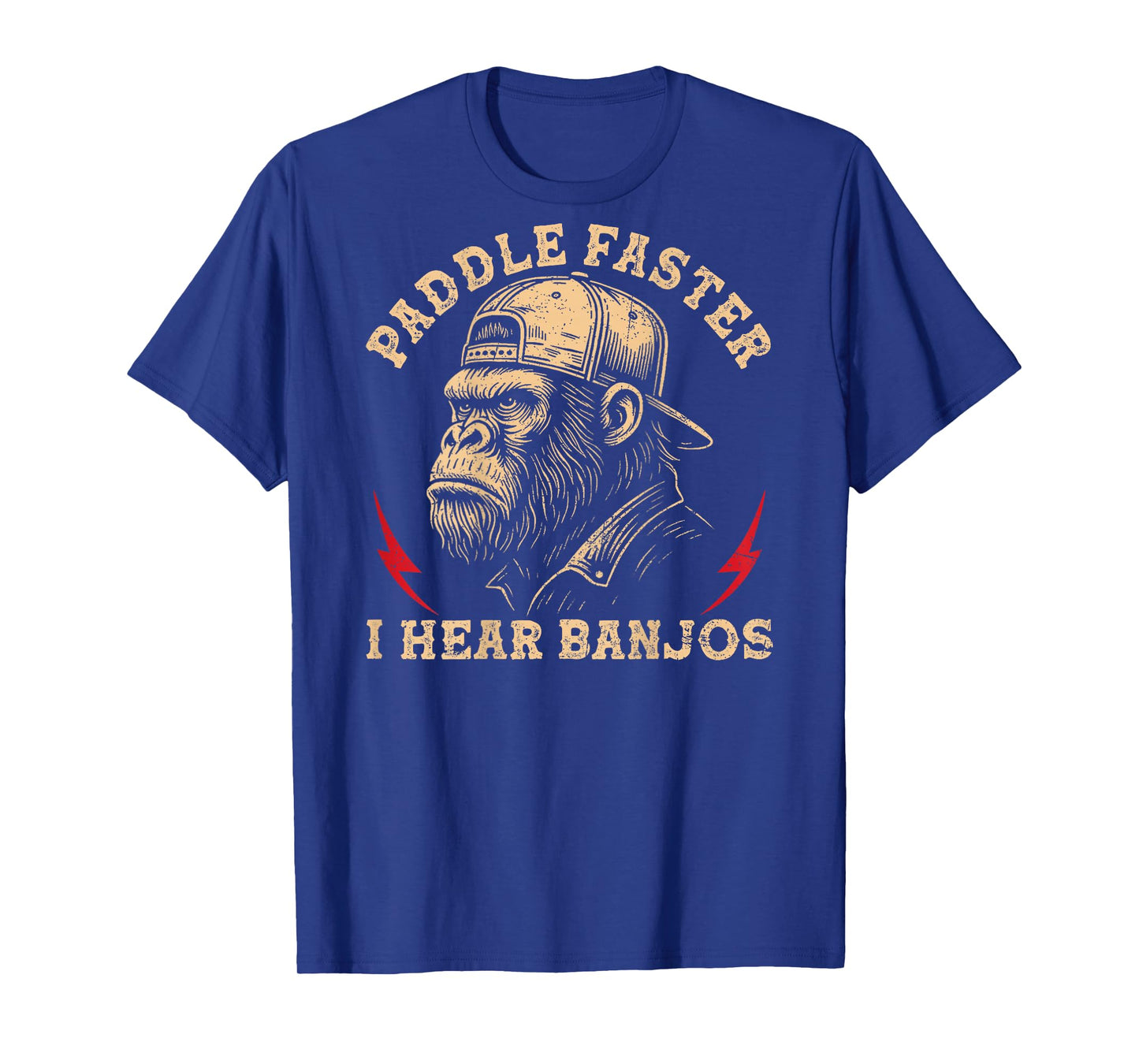 (On Back) Paddle Faster I Hear Banjos Funny Monkey T-Shirt