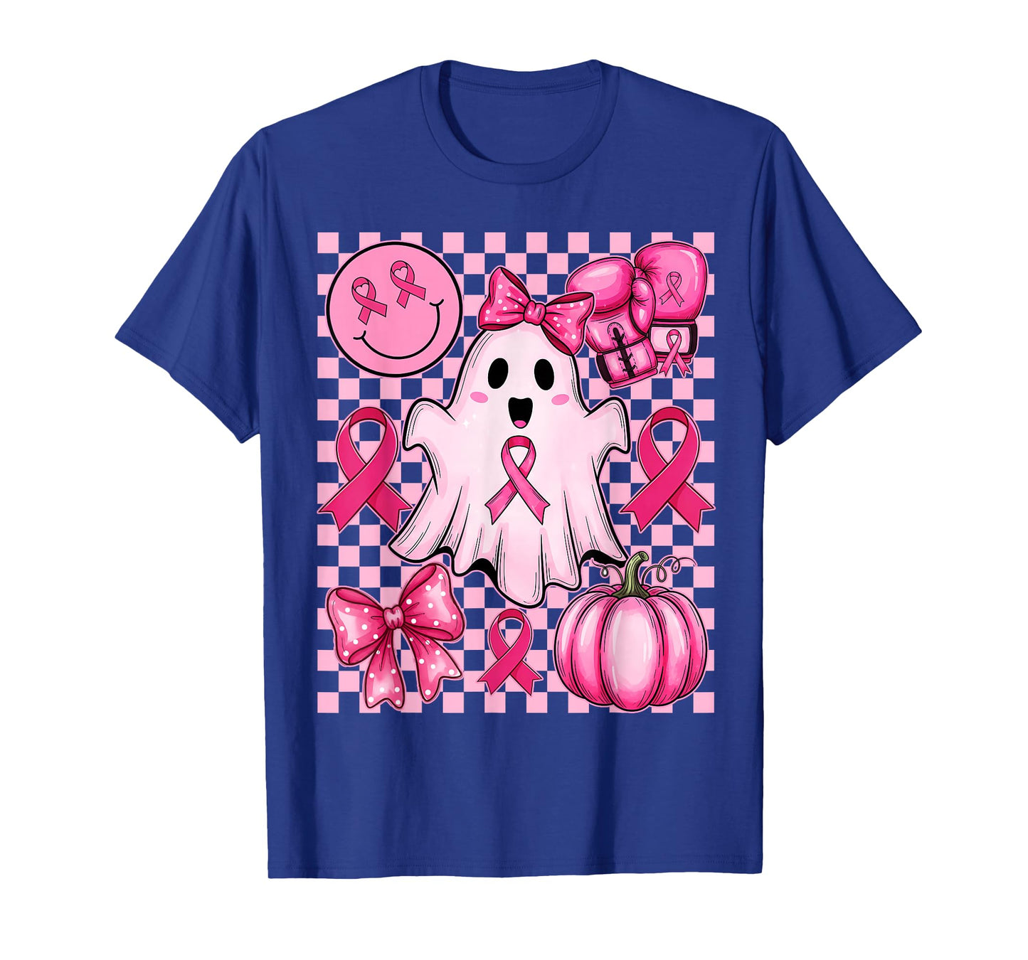 in October We Wear Pink Ribbon Breast Cancer Ghost Halloween T-Shirt