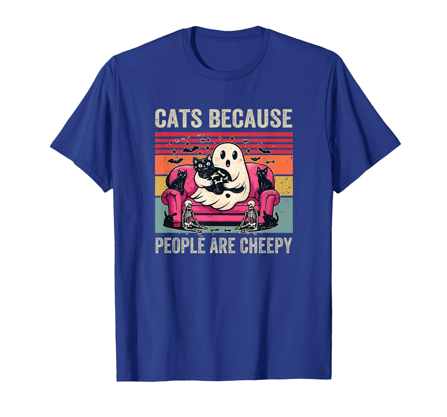 Cats Because People are Creepy Ghost Halloween Cat Mom Kids T-Shirt