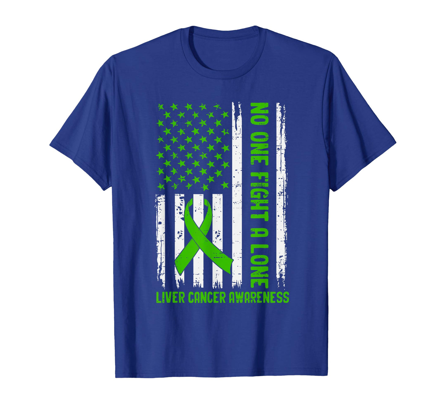 Liver Cancer Awareness USA Flag Ribbon Green Support Mens T-Shirt