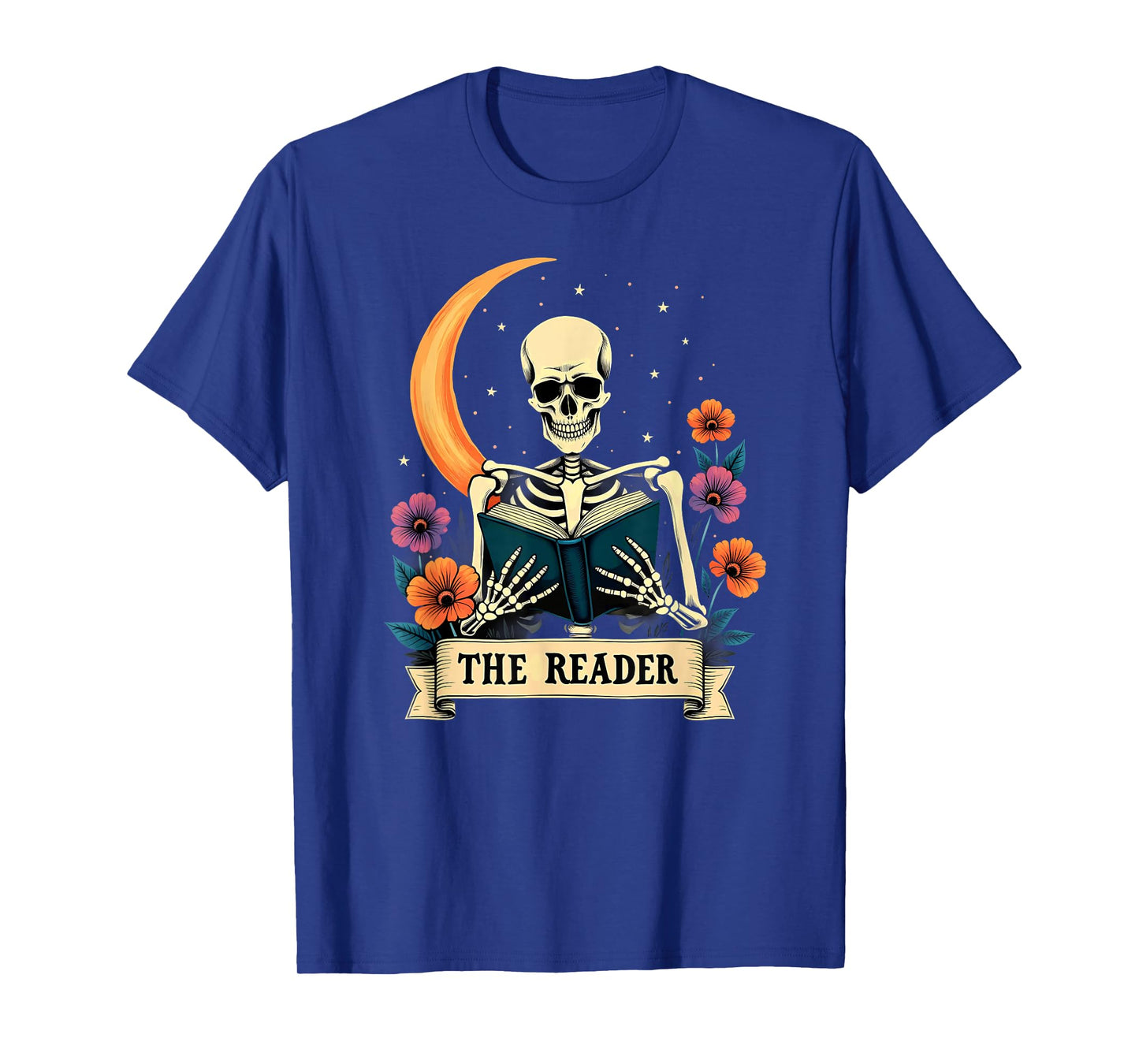 Tarot Card Skeleton Reading Book Librarian The Reader T-Shirt