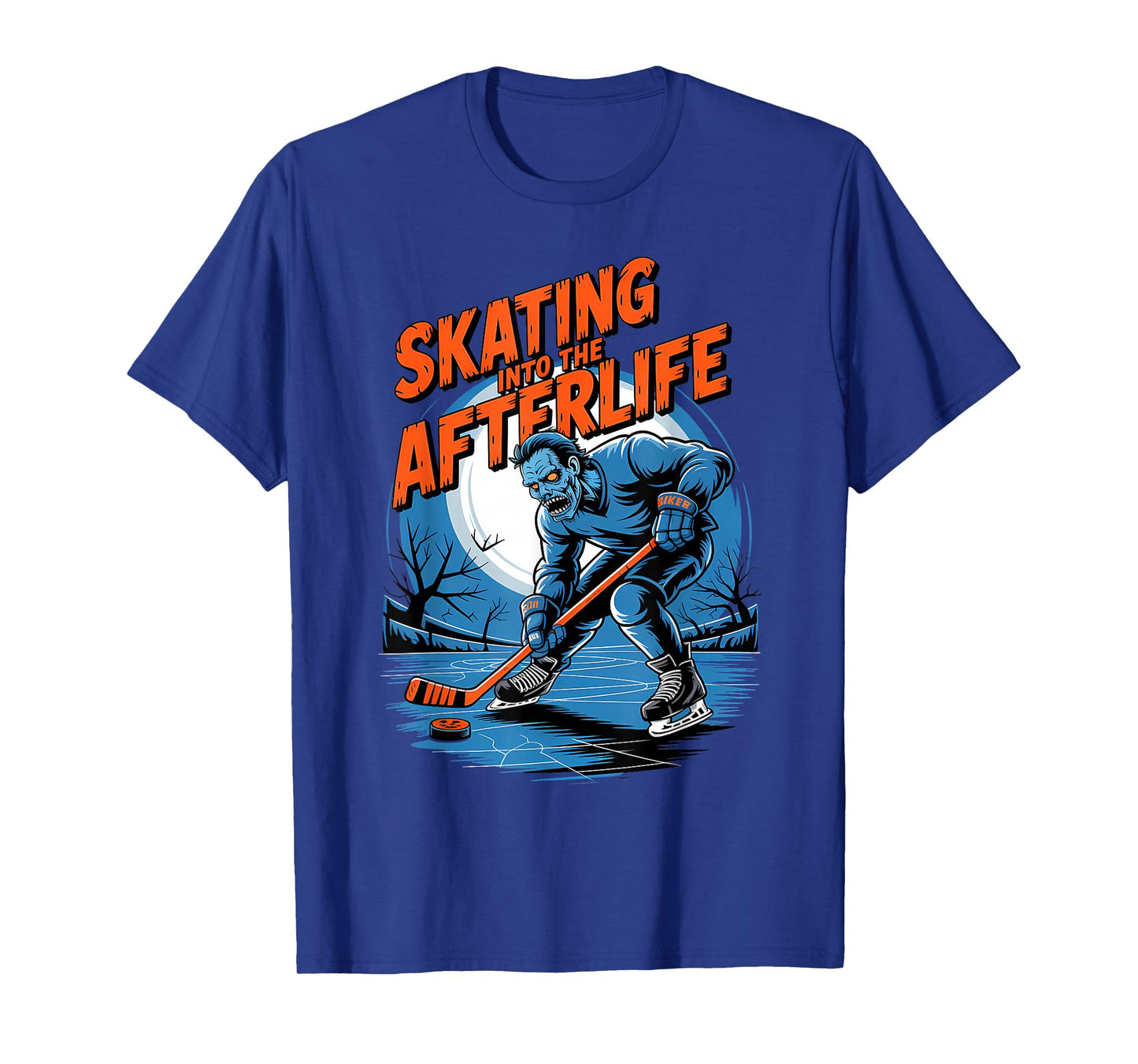 Skating into The Afterlife Funny Hockey Zombies Halloween T-Shirt