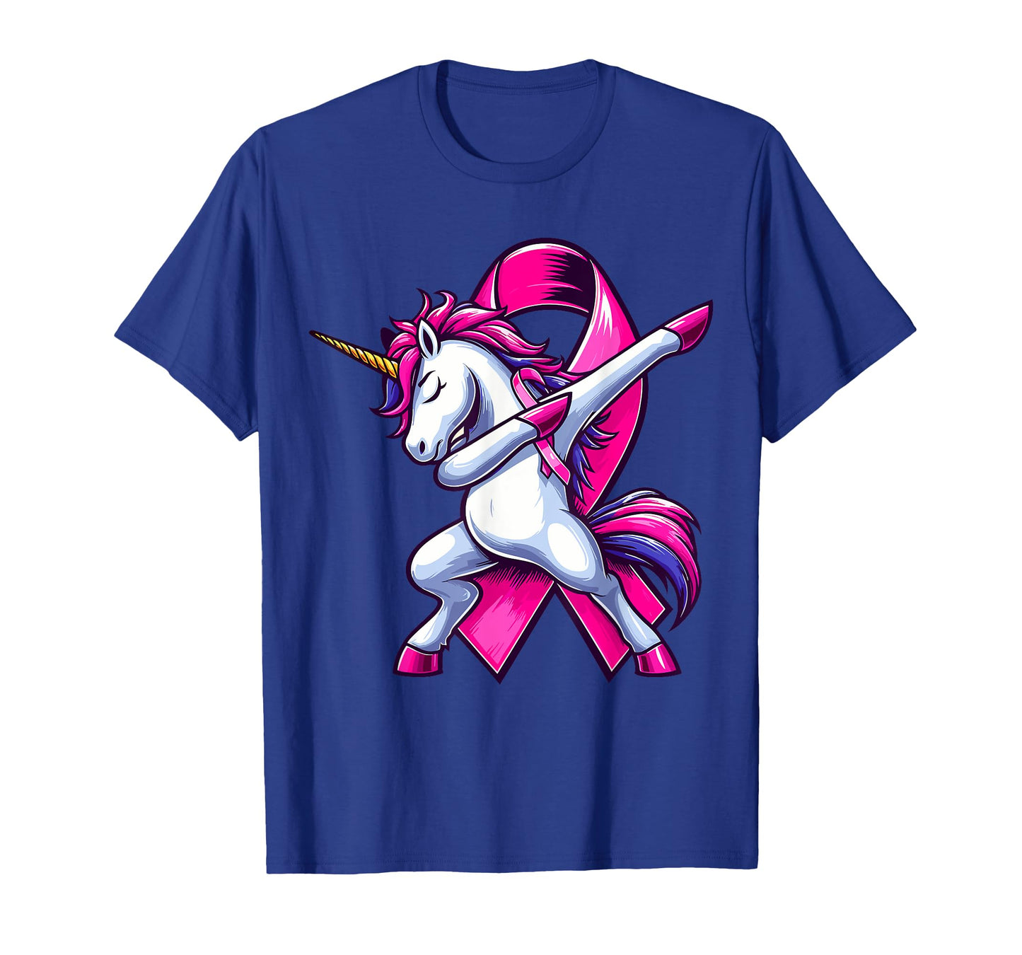 Pink Ribbon Unicorn Breast Cancer Awareness for Girls Kids T-Shirt