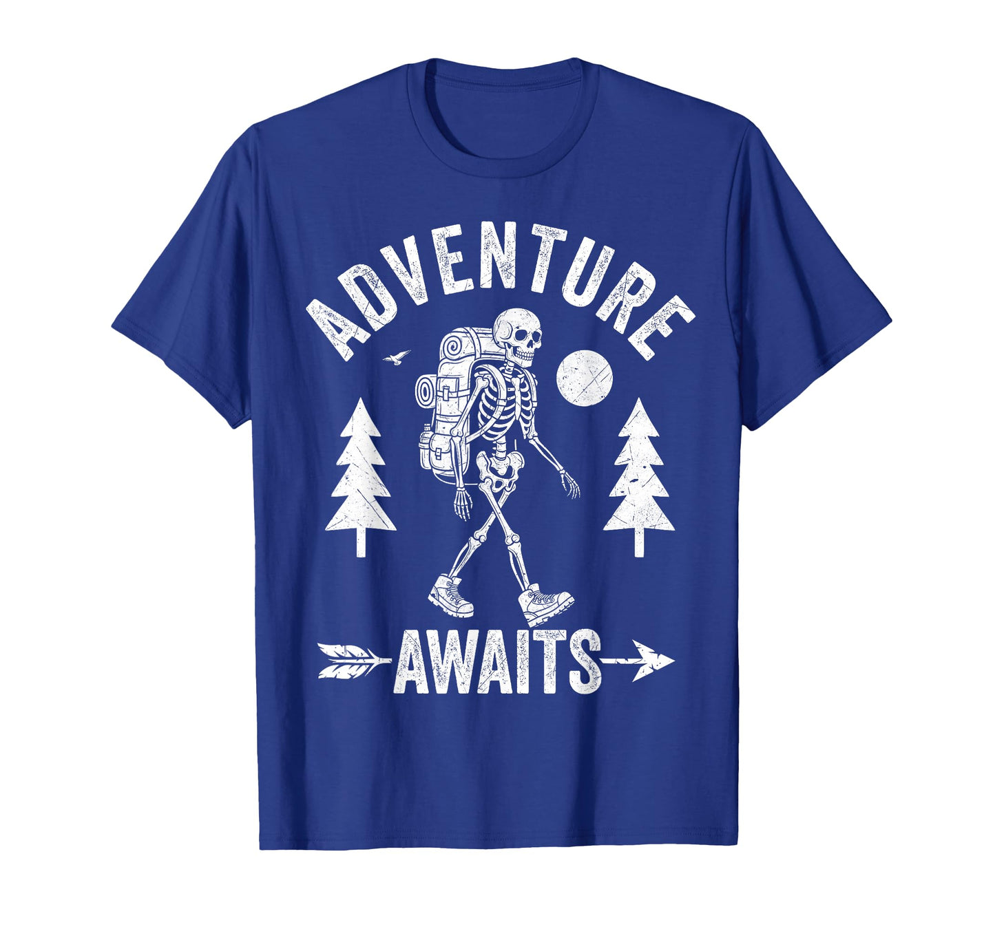 Adventure Awaits Skeleton Backpacker Spooky Halloween Hiking T-Shirt