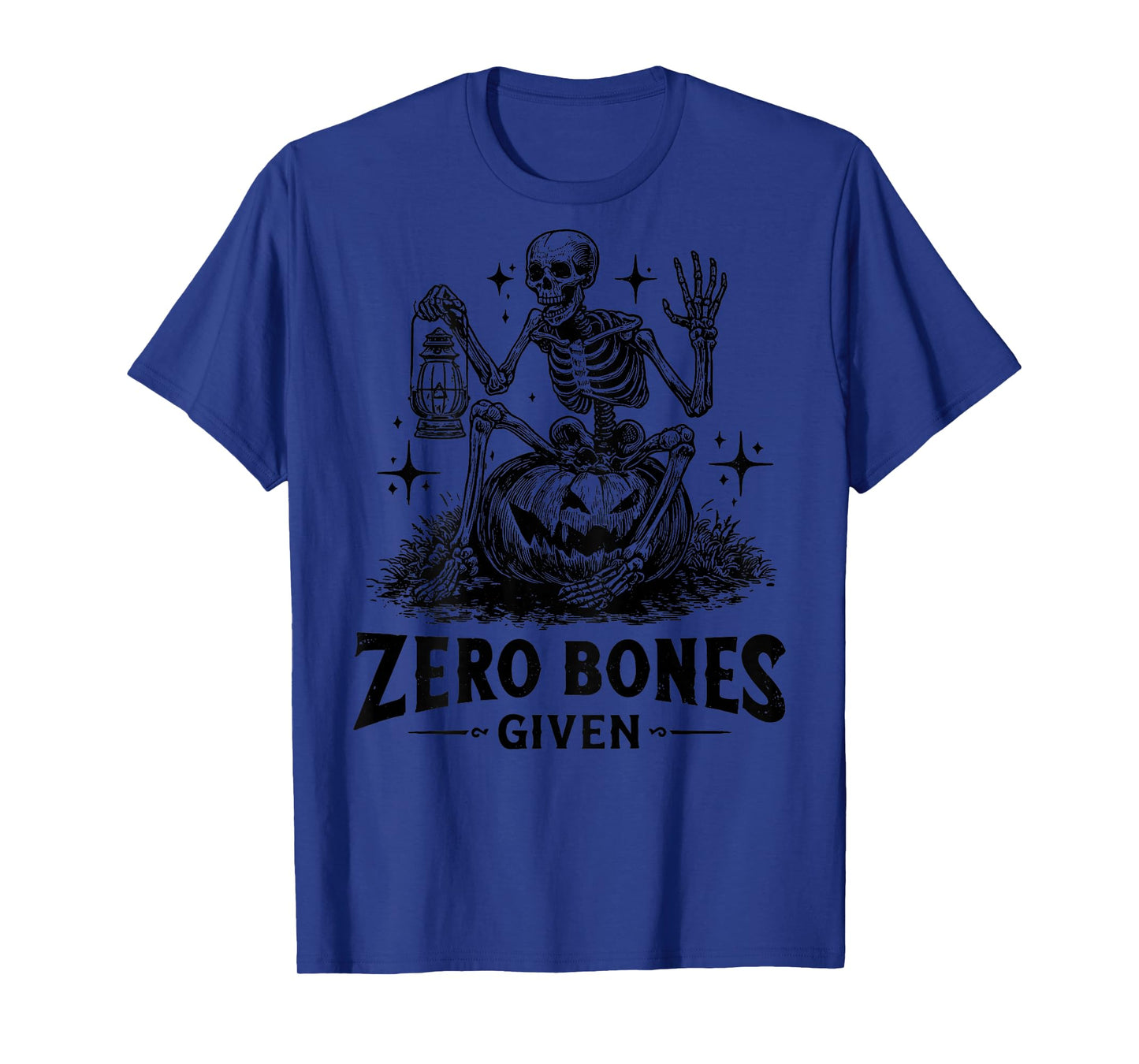 (On Back) Vintage Skeleton Halloween Zero Bones Given T-Shirt
