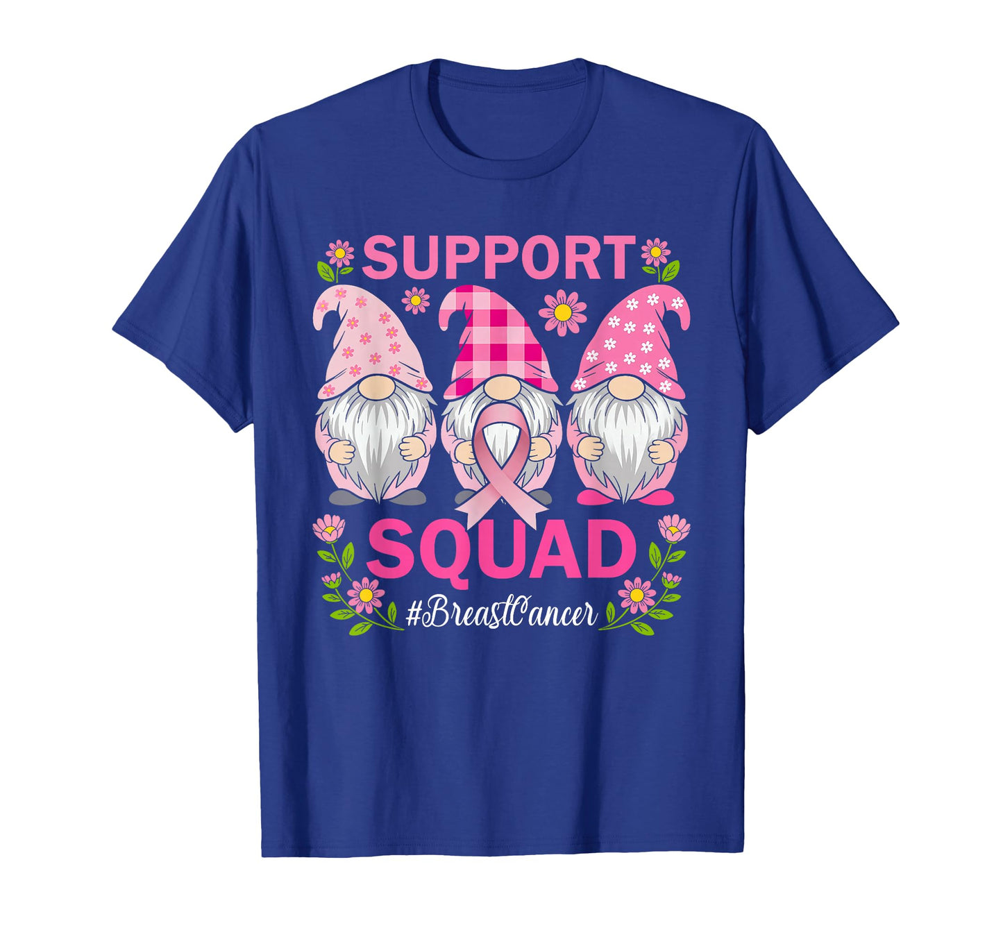 Support Squad Breast Cancer Awareness Pink Gnomes Womens T-Shirt