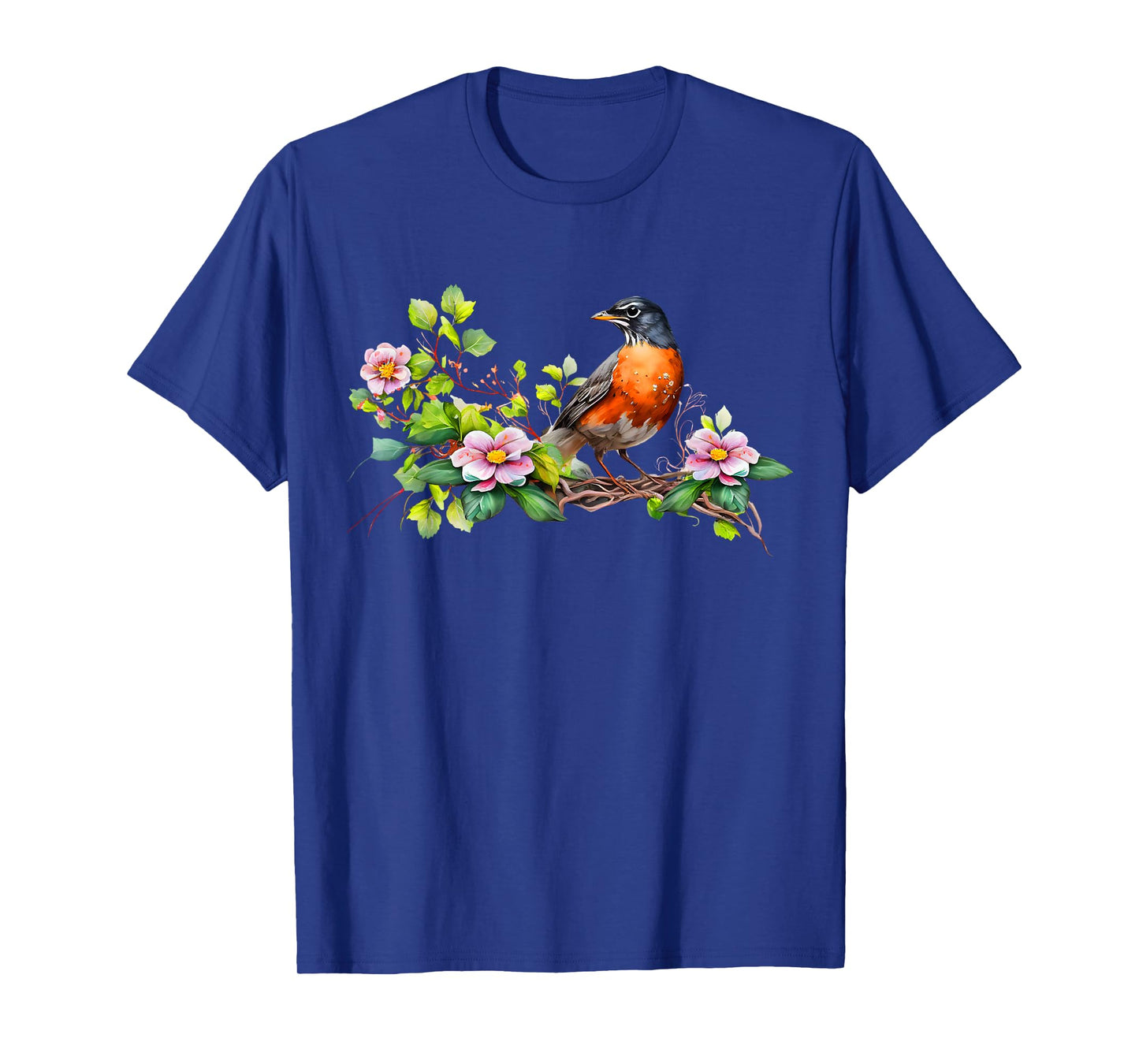 American Robin Backyard Birds Dogwood Flowers For Birders T-Shirt