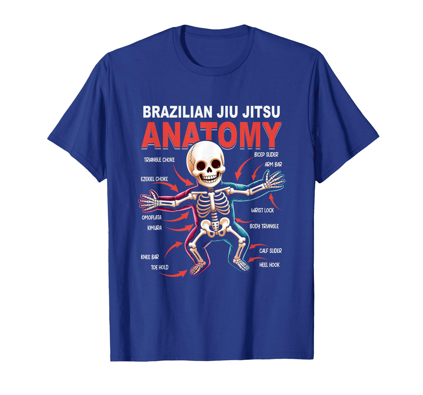 Brazilian Jiu Jitsu Anatomy Skeleton Moves Kimura Arm Bar T-Shirt