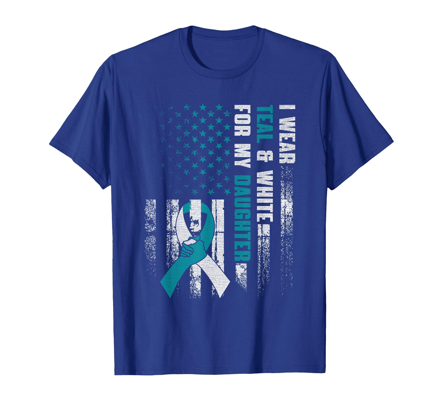 I Wear Teal & White For My Daughter Cervical Cancer Awarenes T-Shirt