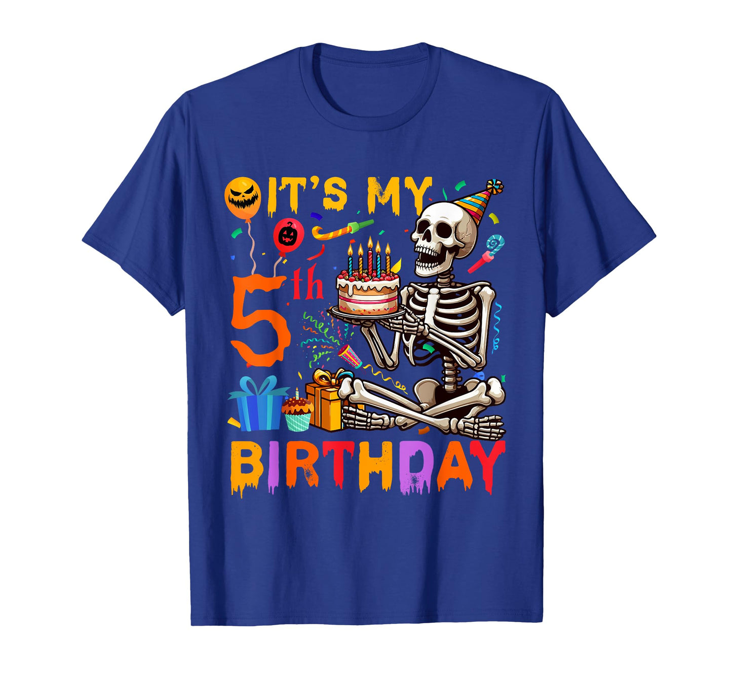 It's My 5th Birthday Halloween Skeleton Matching Party T-Shirt