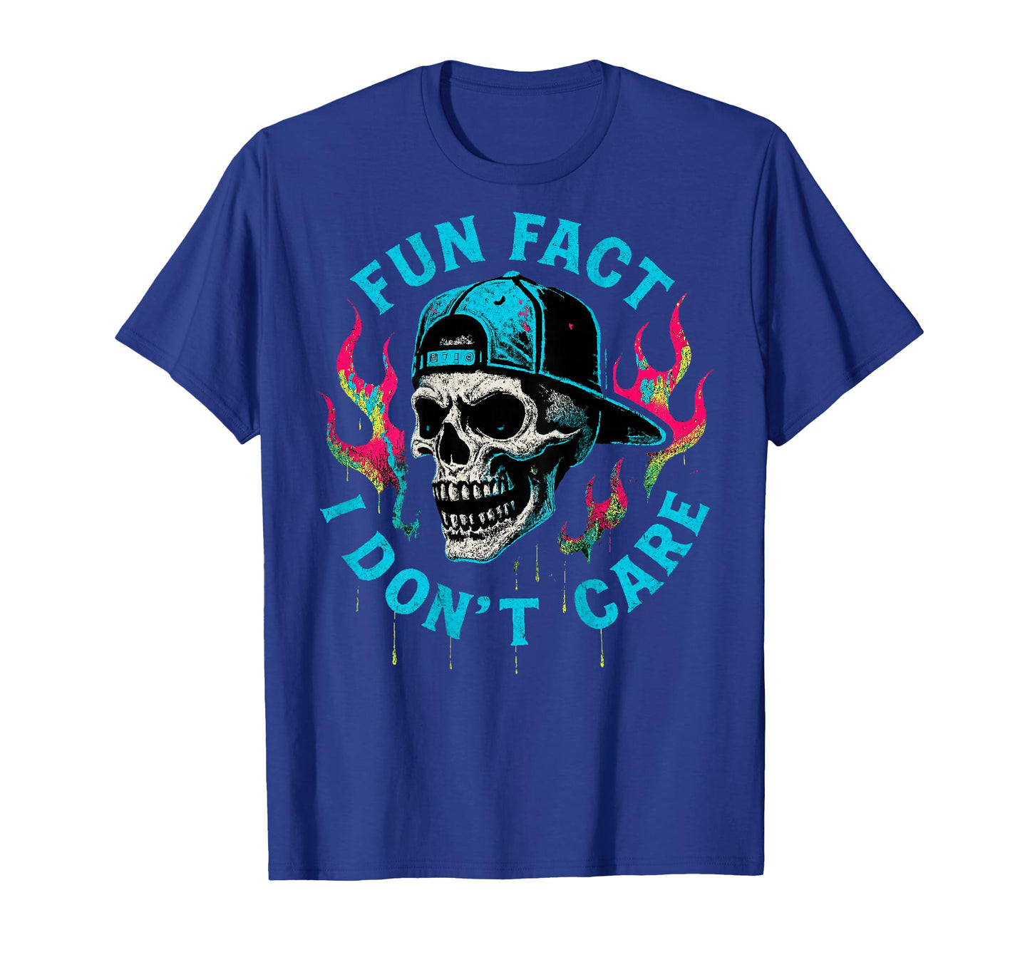 (ON Back) Fun Fact I Don't Care Funny Skeleton Quote Graphic T-Shirt
