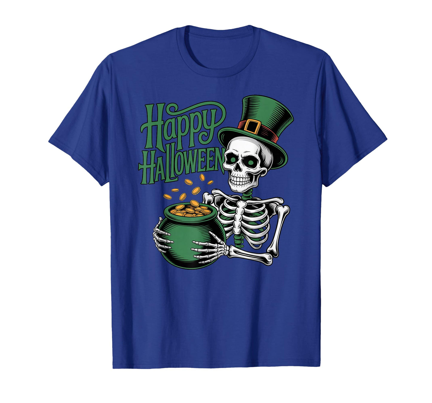 Happy Halloween Irish Leprechaun Skeleton Ireland Skull T-Shirt