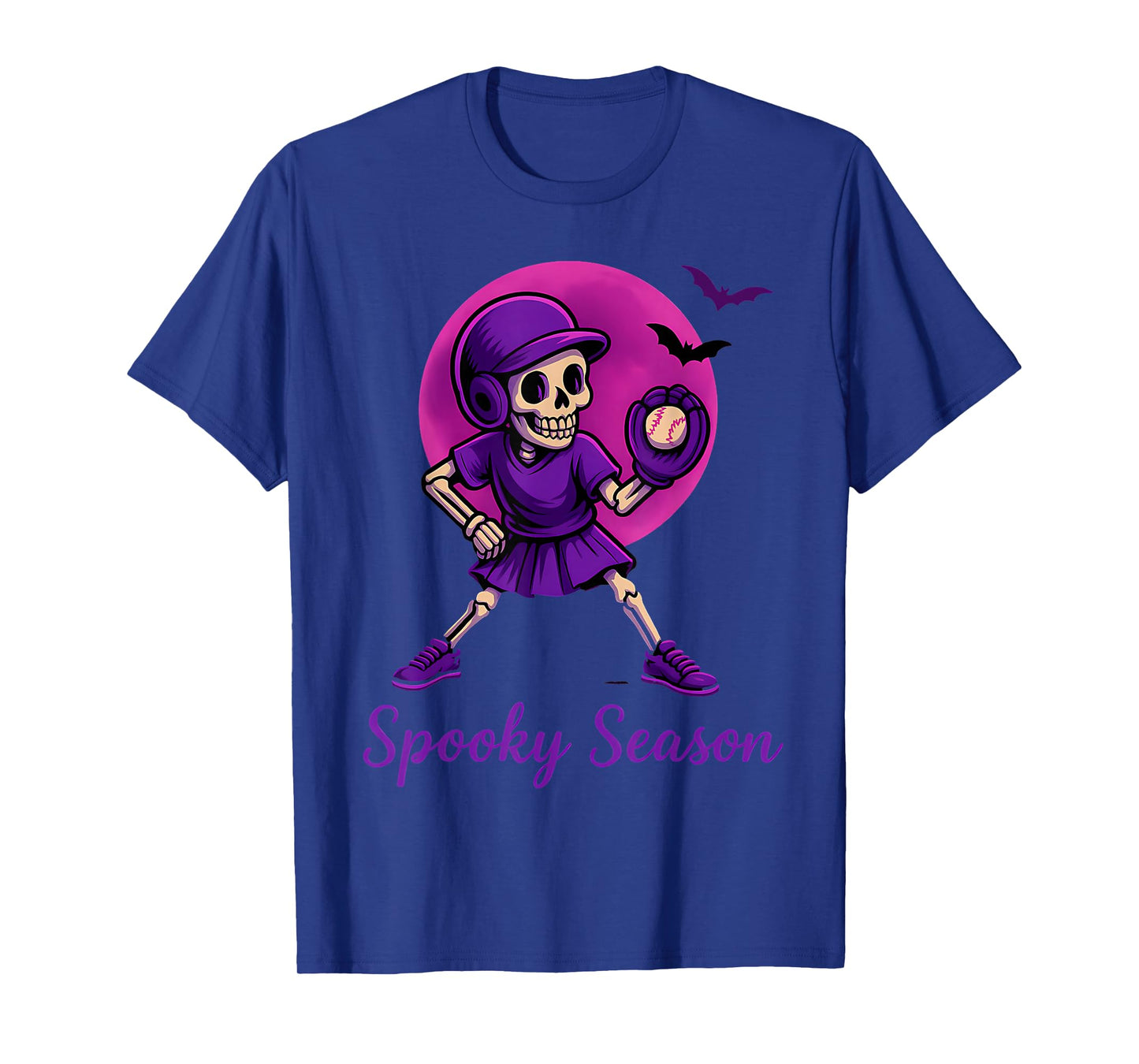 Funny Softball Skeletons Spooky Season Halloween Costume T-Shirt