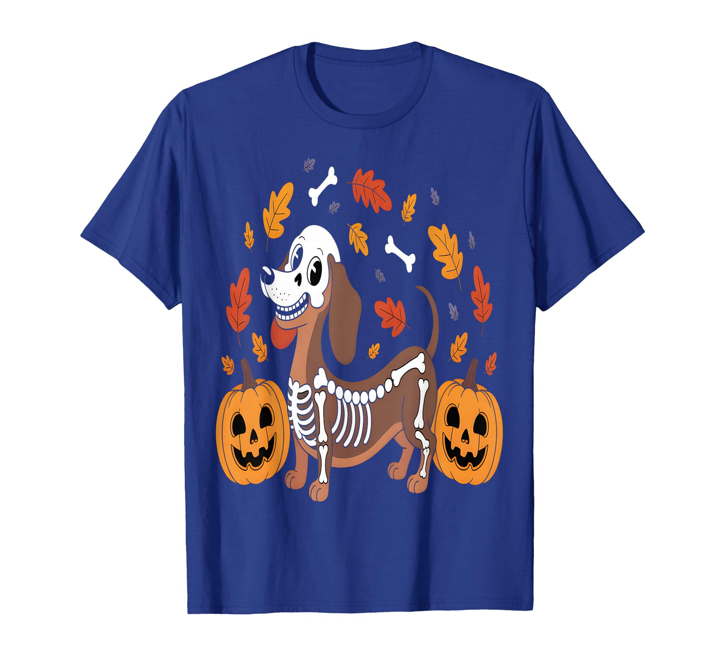 Dachshund Skeleton Halloween Pumpkins Dog T-Shirt