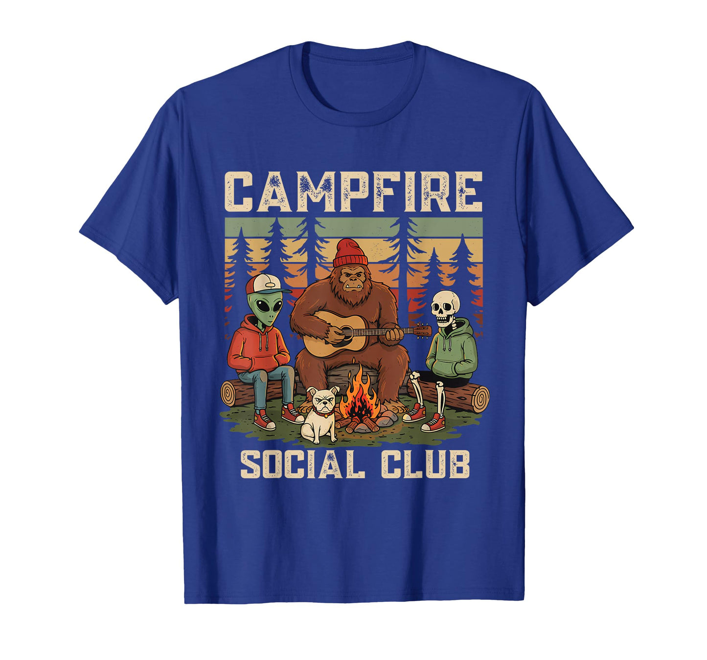Campfire Social Club Funny Bigfoot Alien Skeleton Cryptid T-Shirt