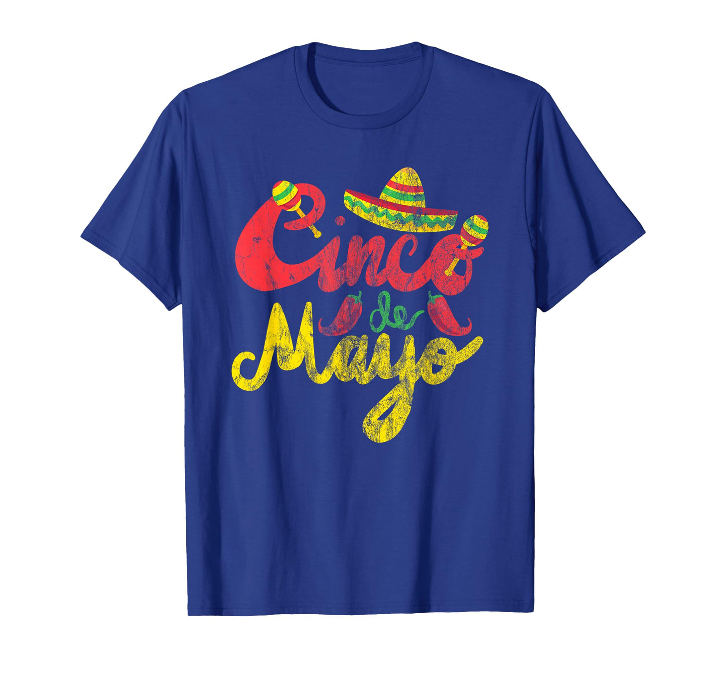 Cinco de Mayo Vintage Tee Mexico Chilli Retro Sombrero T-Shirt