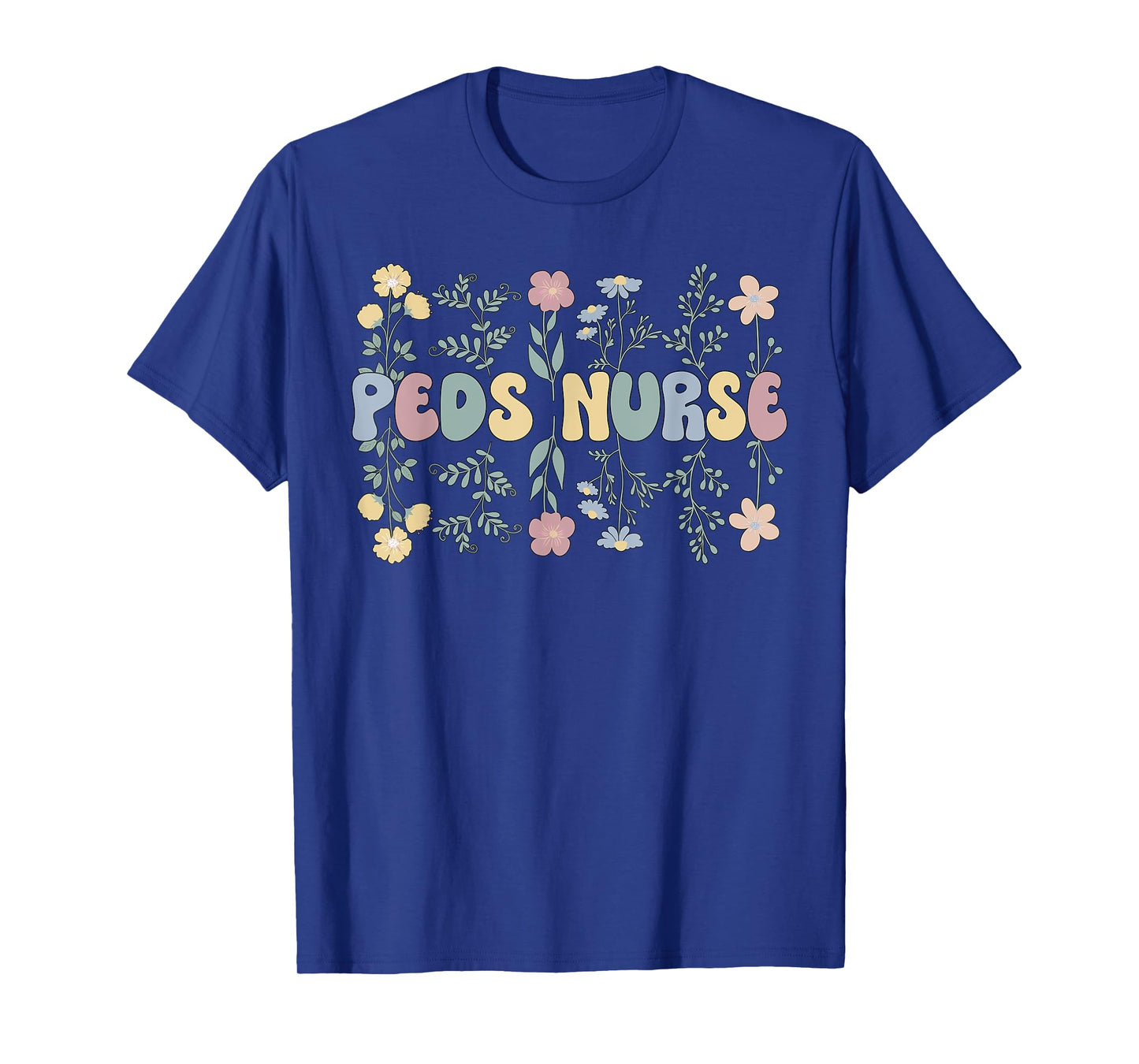 Groovy Peds Nurse Flowers Pediatric Nursing T-Shirt