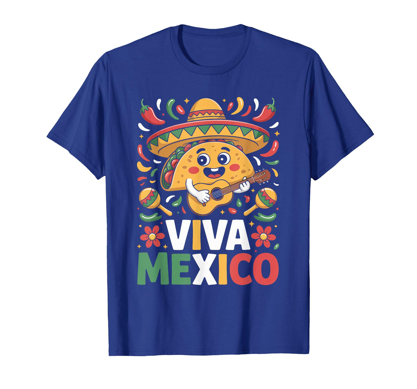 Viva Mexico Taco Guitar Sombrero Fiesta Celebration T-Shirt