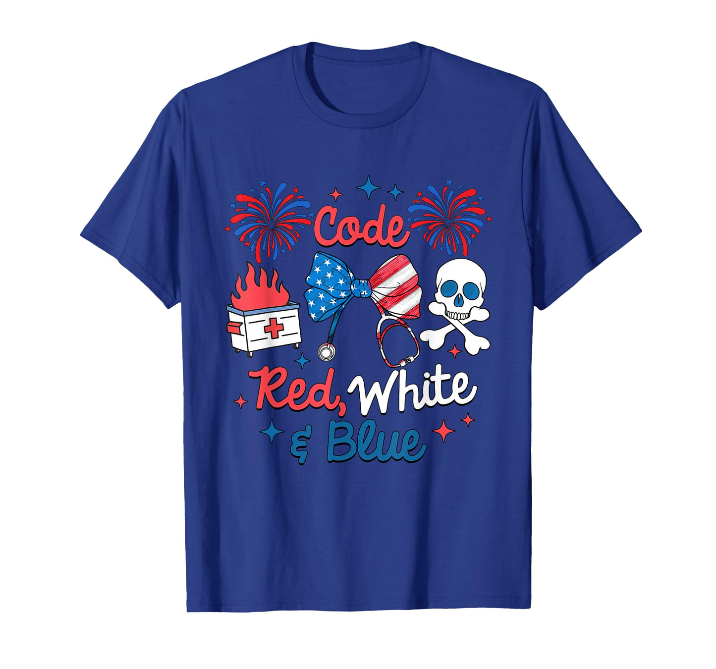 Code Red, White, and Blue, USA Nurse 4th of July Patriotic T-Shirt