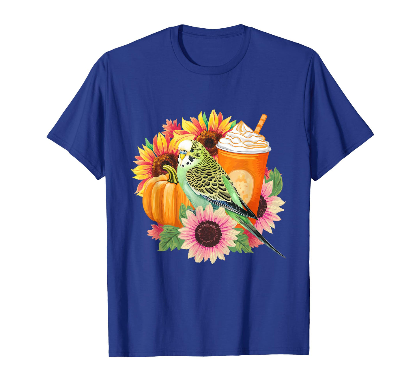 Budgies Autumn Love Pumpkin Latte and Flowers T-Shirt